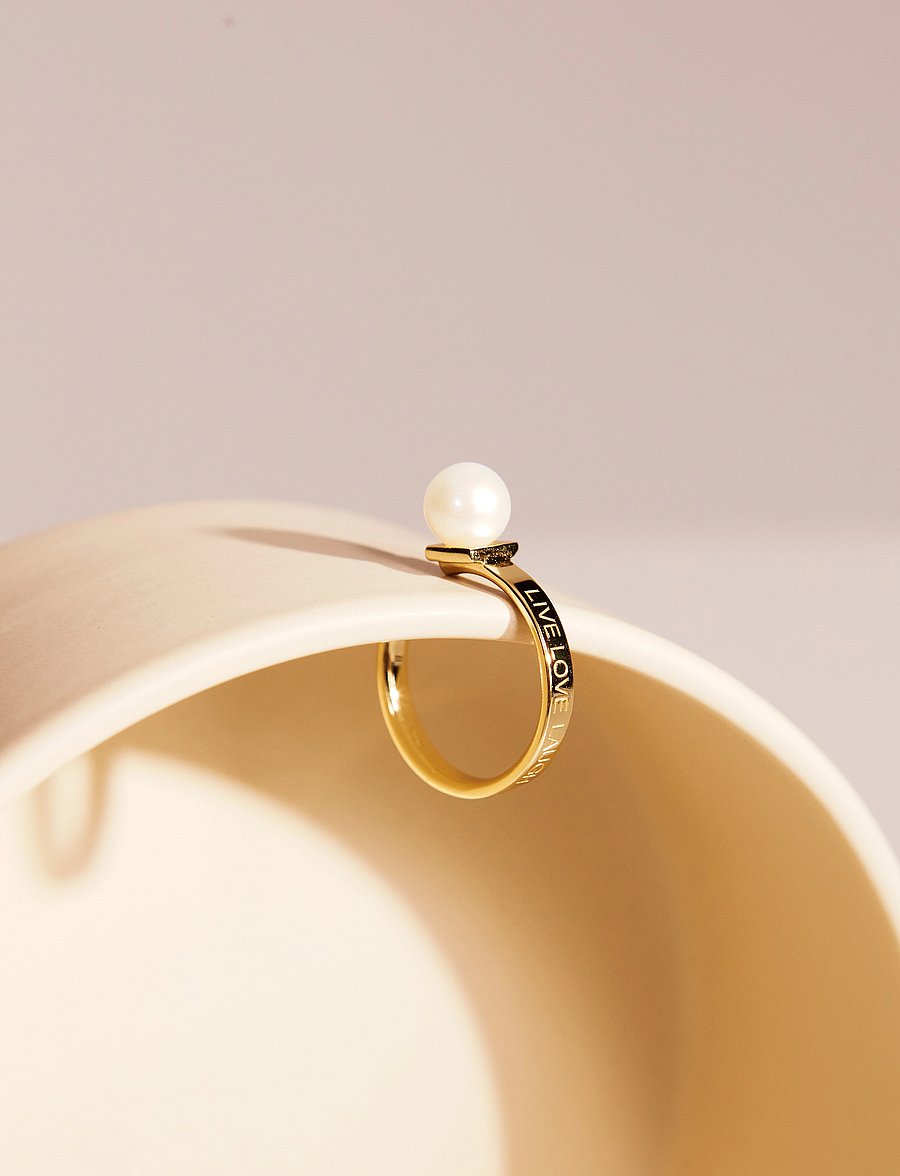 Design Letters - Pearl Drop Ring - ringe - gold - 2