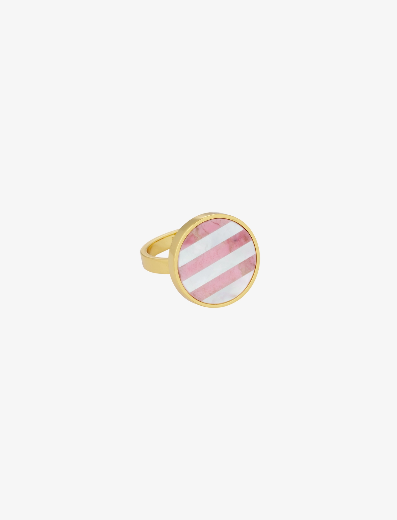 Design Letters Gemstone Lollipop ring 17mm - Rings - RHODOCHROSITE + PEARL / pink/rose