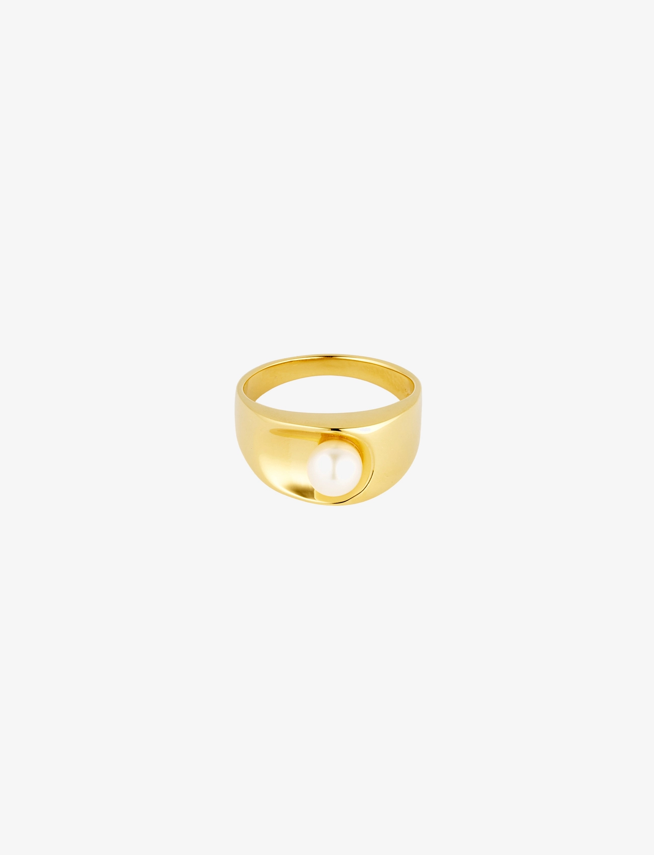 DESIGN LETTERS Pearl Solo Ring - Goldplated Gold - 50 - Damen