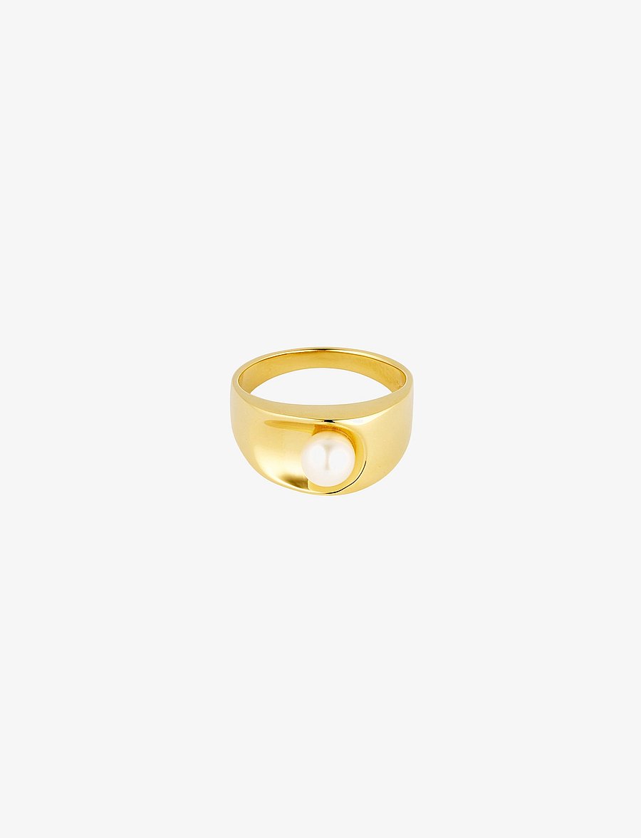 Design Letters - Pearl Solo Ring - Goldplated - rings - gold - 1