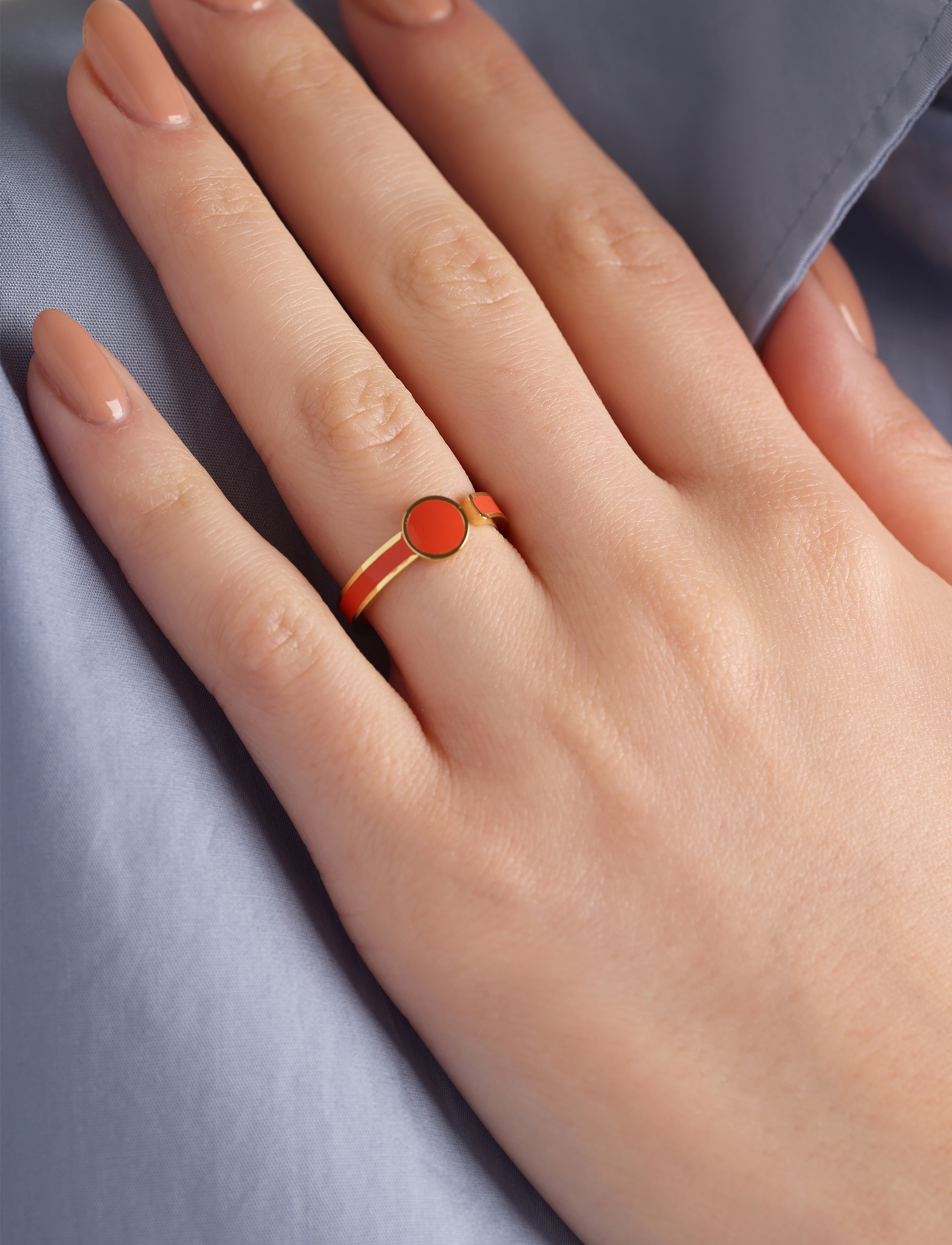 Design Letters Rainbow Dot Ring, 48-58, Jewellery, Koralle - Rings, Frauen