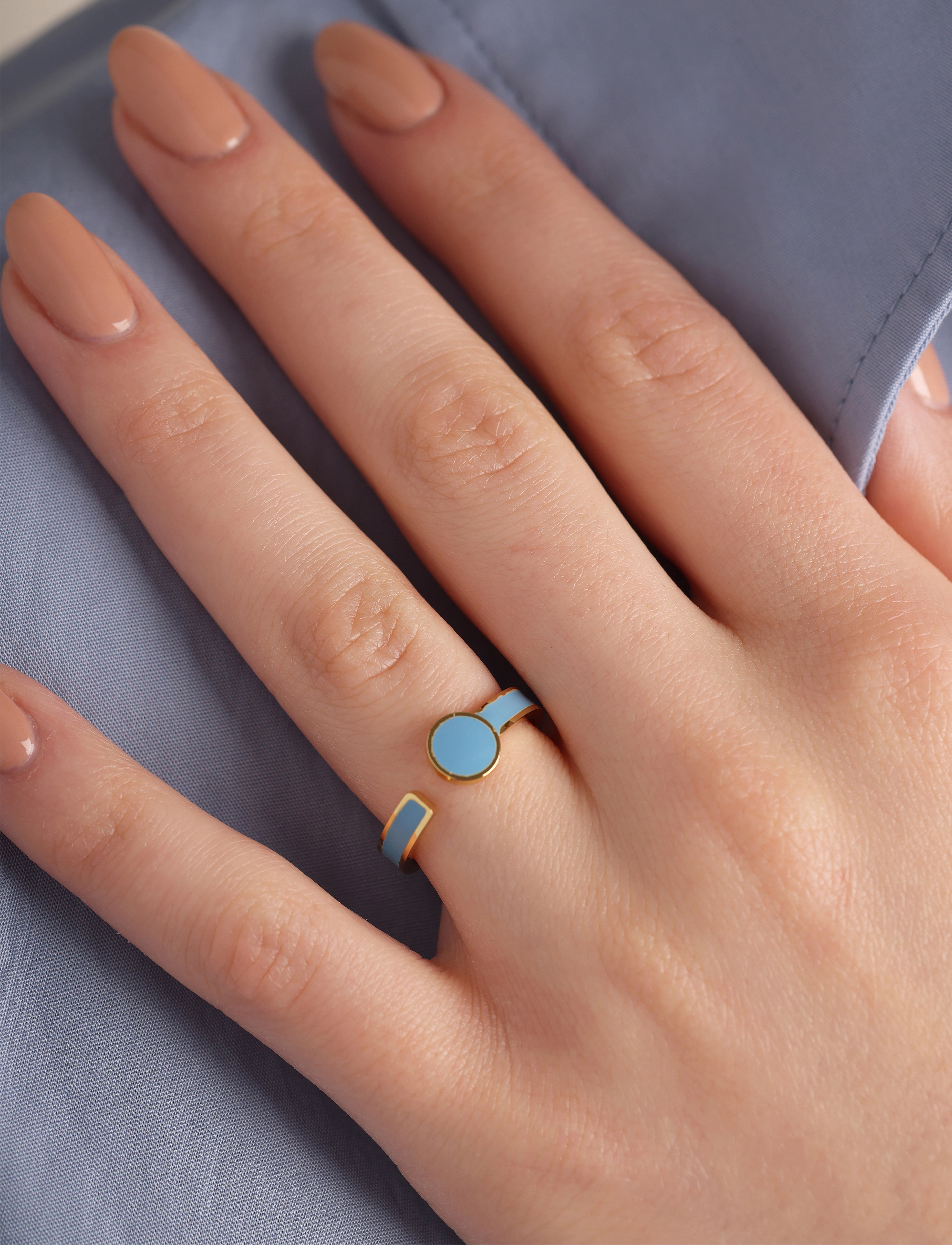 Design Letters Rainbow Dot Ring, 48-58, Jewellery, Blau - Rings, Frauen