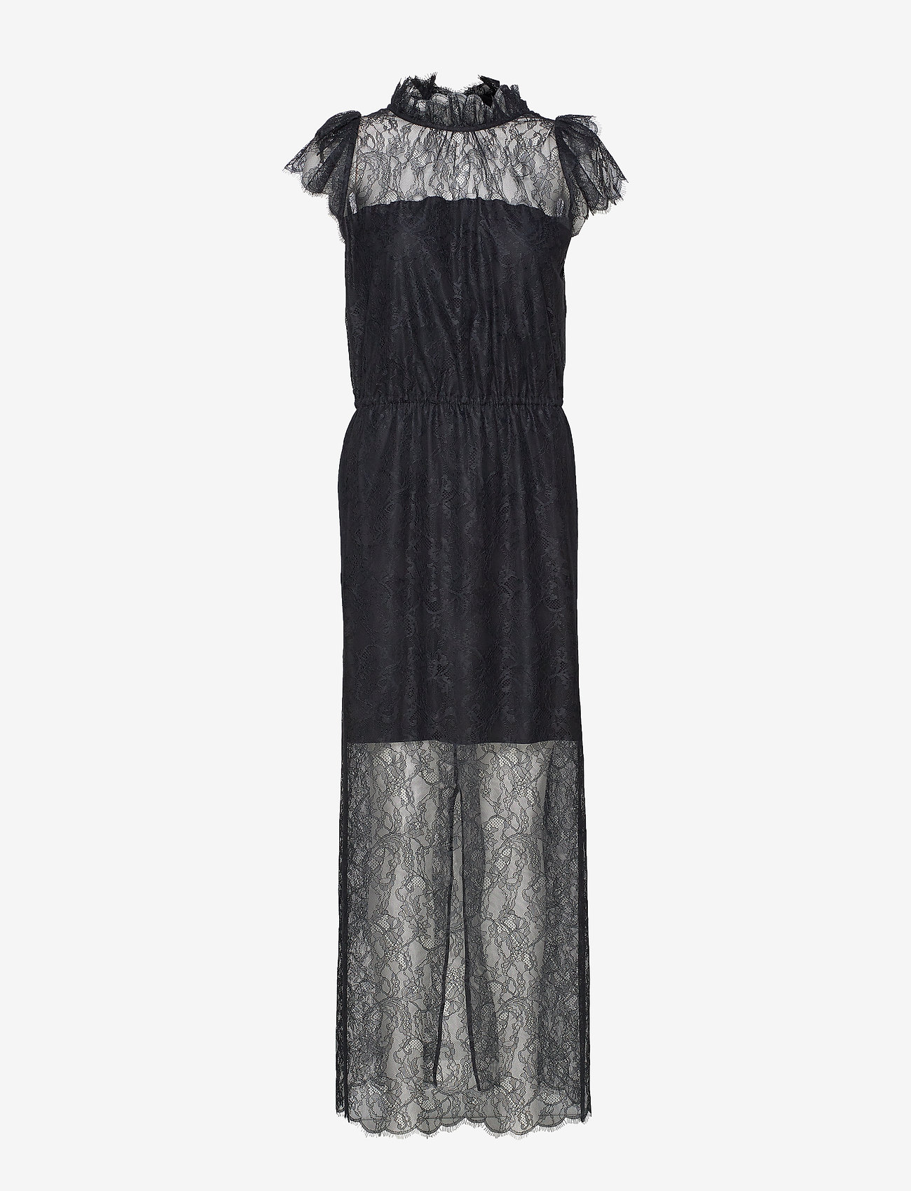 DESIGNERS, REMIX - Long ruffled lace dress - vakarėlių drabužiai išparduotuvių kainomis - black - 0