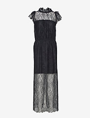 Long ruffled lace dress - BLACK