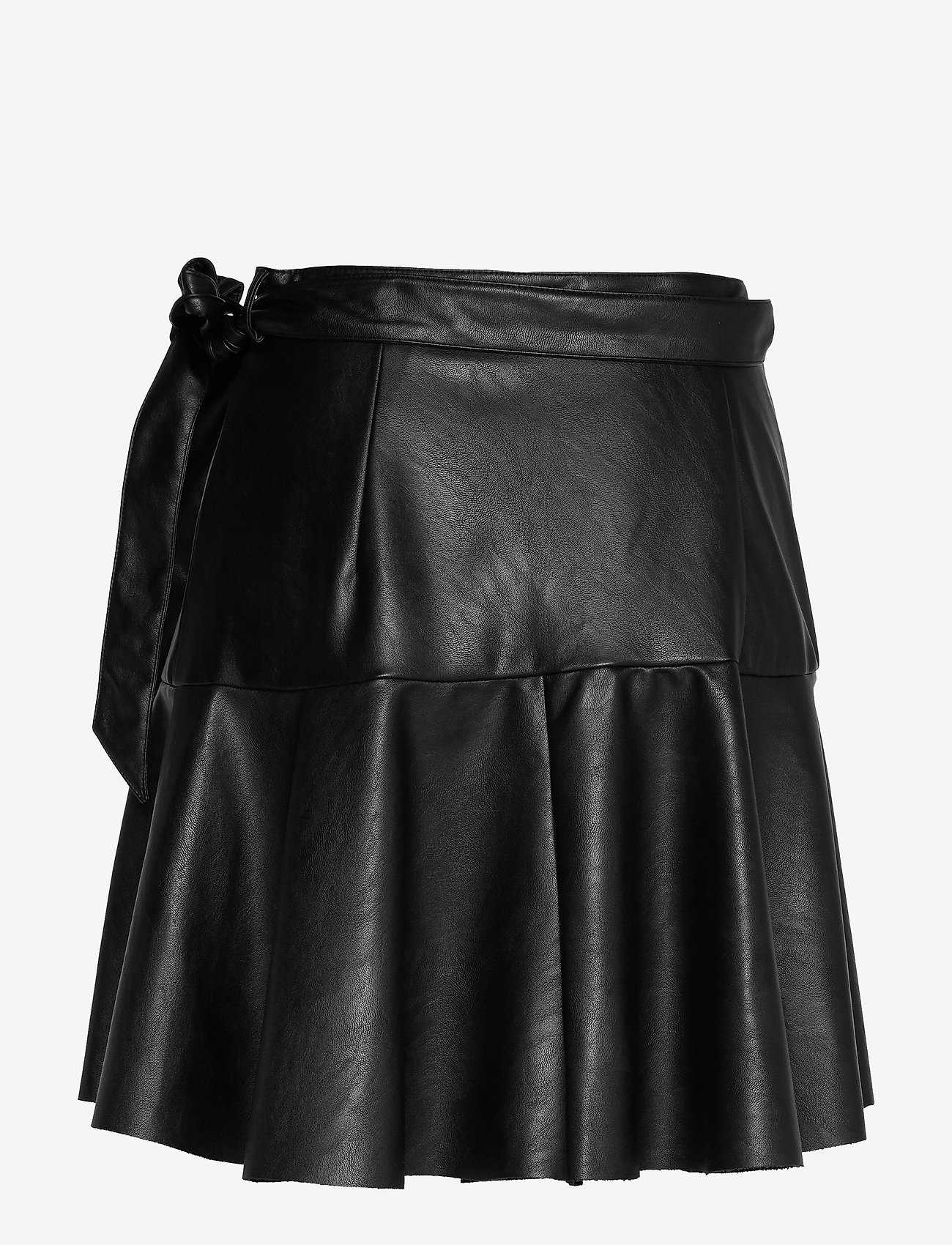 DESIGNERS, REMIX - Ruffled leather free leather wrap skirt - black - 1