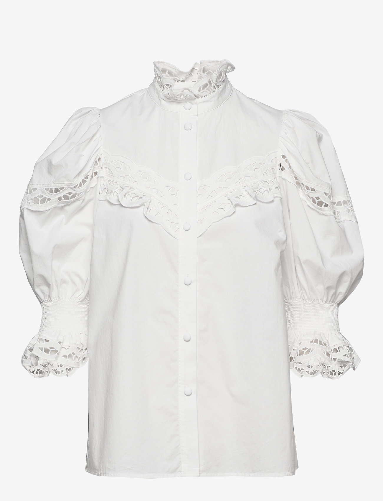 DESIGNERS, REMIX - Broderie anglaise shirt with puffed sleeves - cream - 0