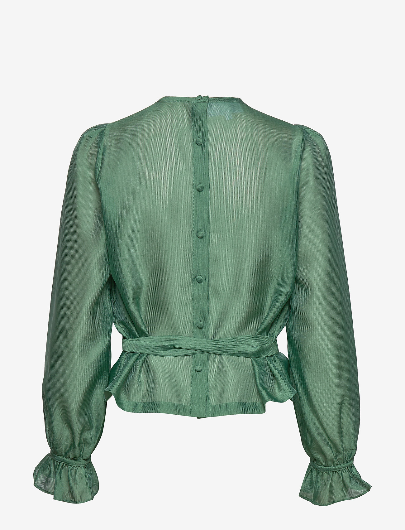 DESIGNERS, REMIX - Sheer blouse with back buttons and puffed sleeves - dusty green - 1
