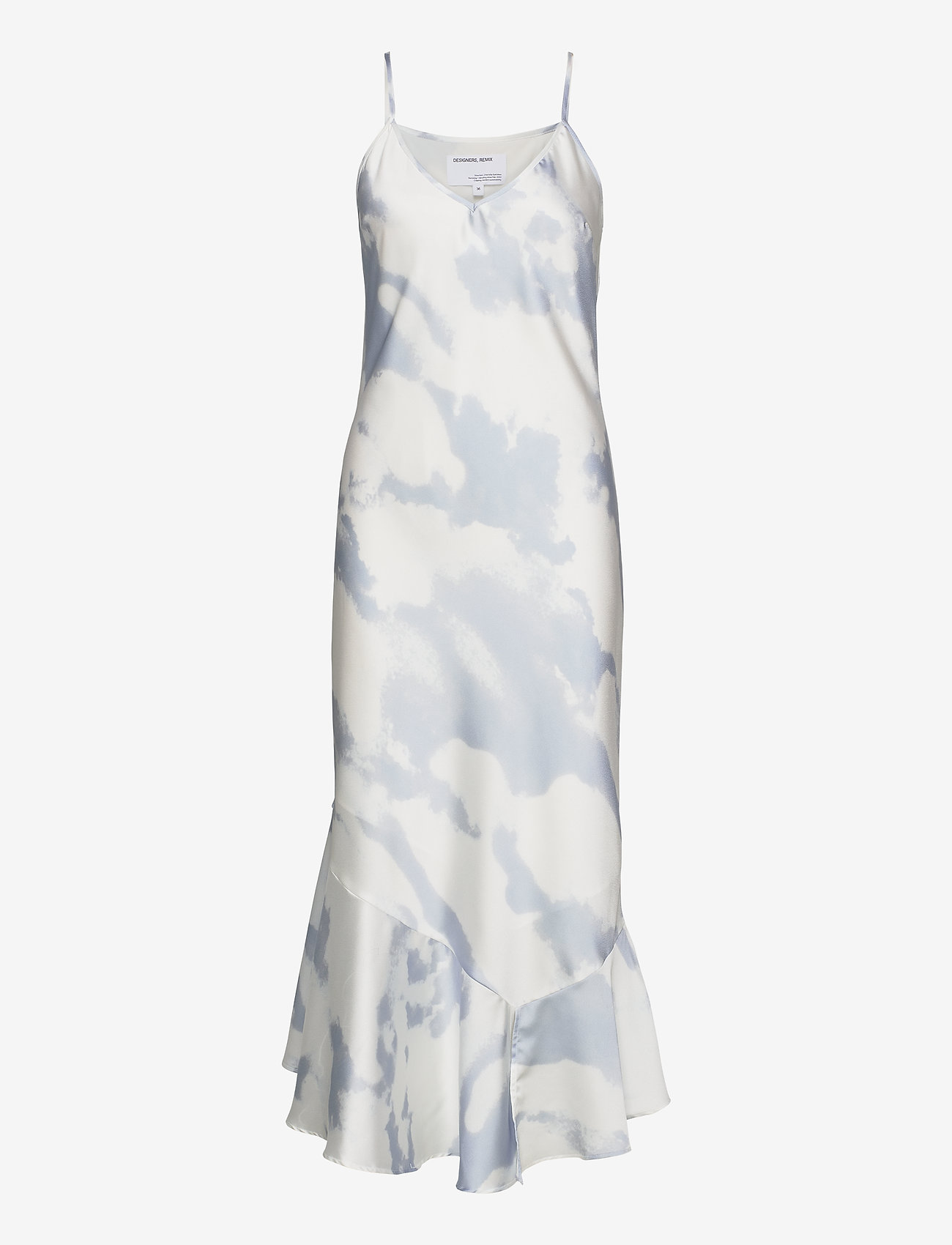 DESIGNERS, REMIX - Long bias-cut strap dress with ruffled hem - print - 0