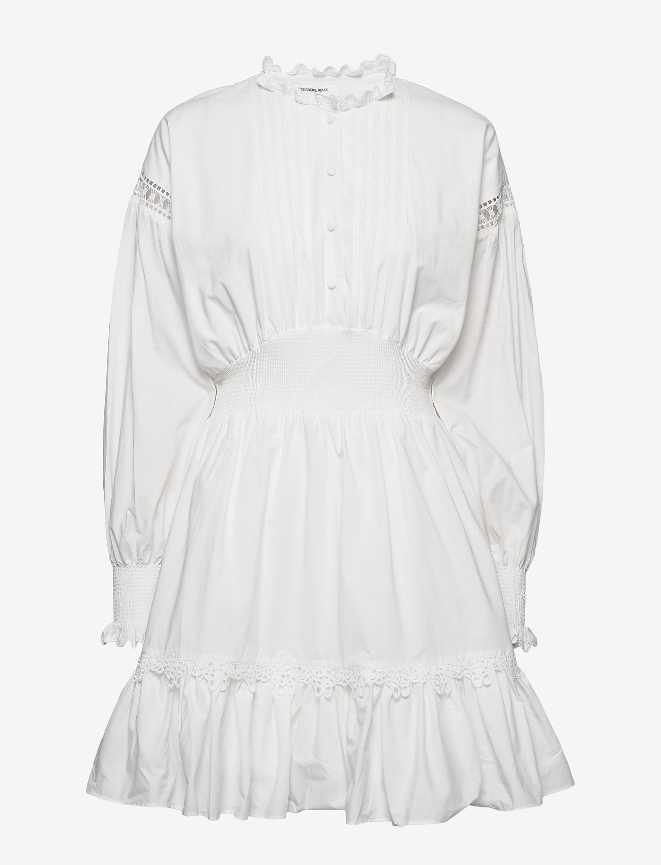DESIGNERS, REMIX - Short lace inserted dress with ruffled collar - cream - 0