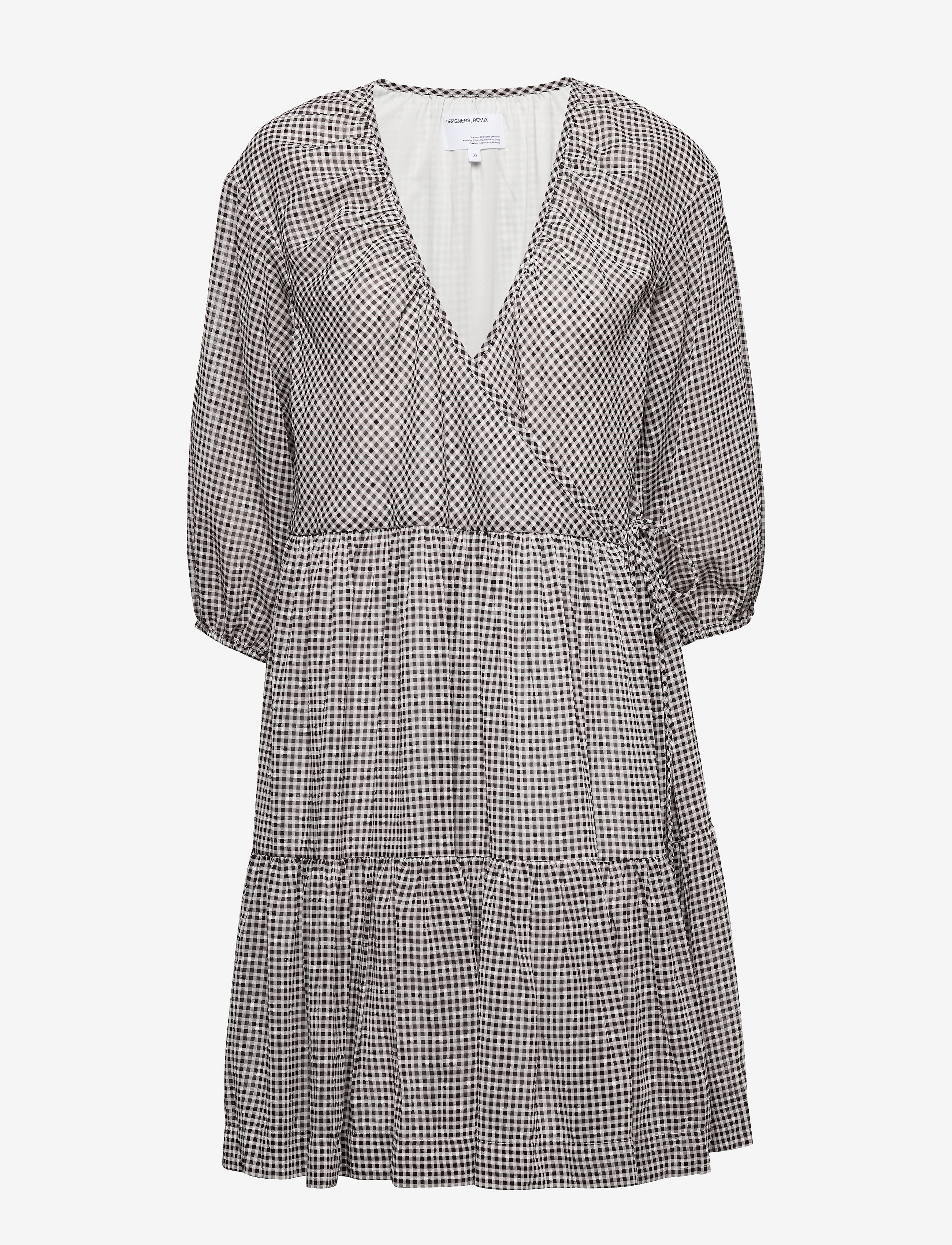 DESIGNERS, REMIX Voluminous wrap dress - Kjoler - PRINT / grey