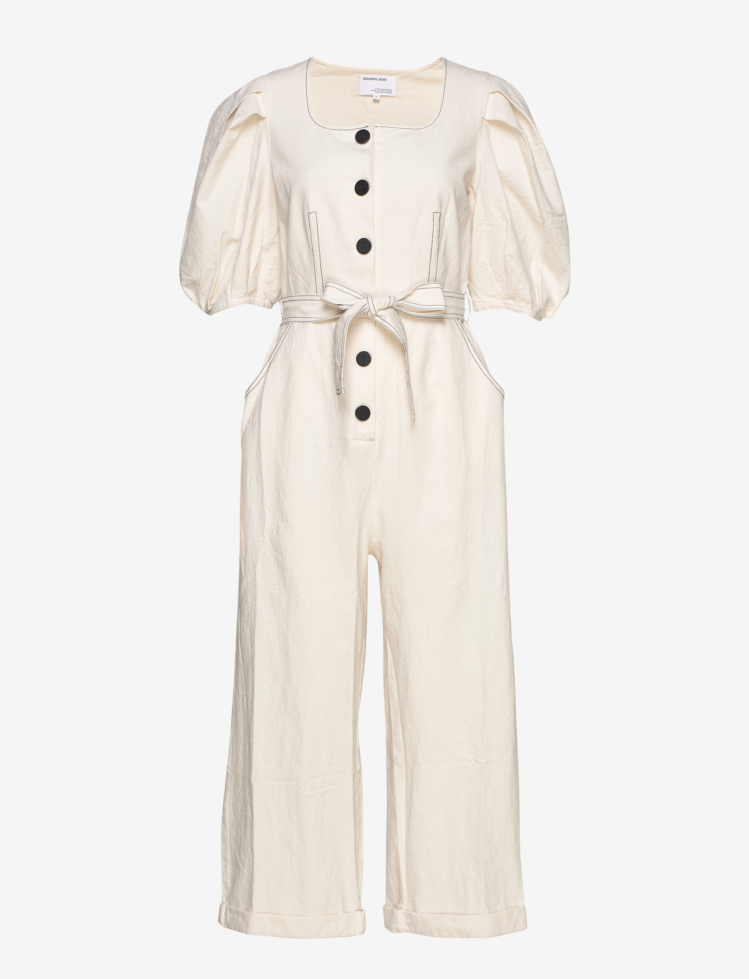 DESIGNERS, REMIX - Button-detailed jumpsuit with square neckline - cream - 0