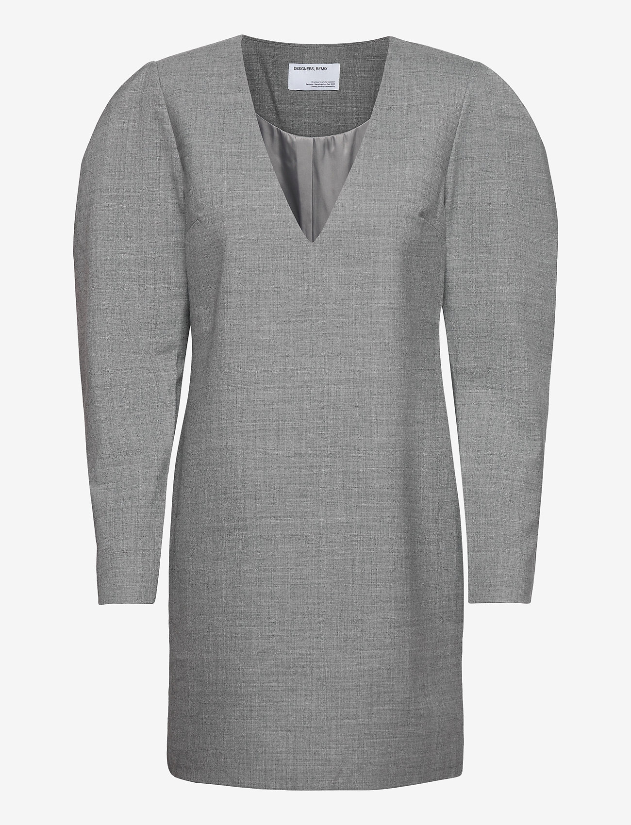 DESIGNERS, REMIX - Dallas V-Neck Dress - korta klänningar - light grey melange - 0