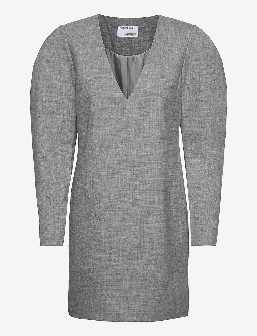 DESIGNERS, REMIX - Dallas V-Neck Dress - korte kjoler - light grey melange - 1