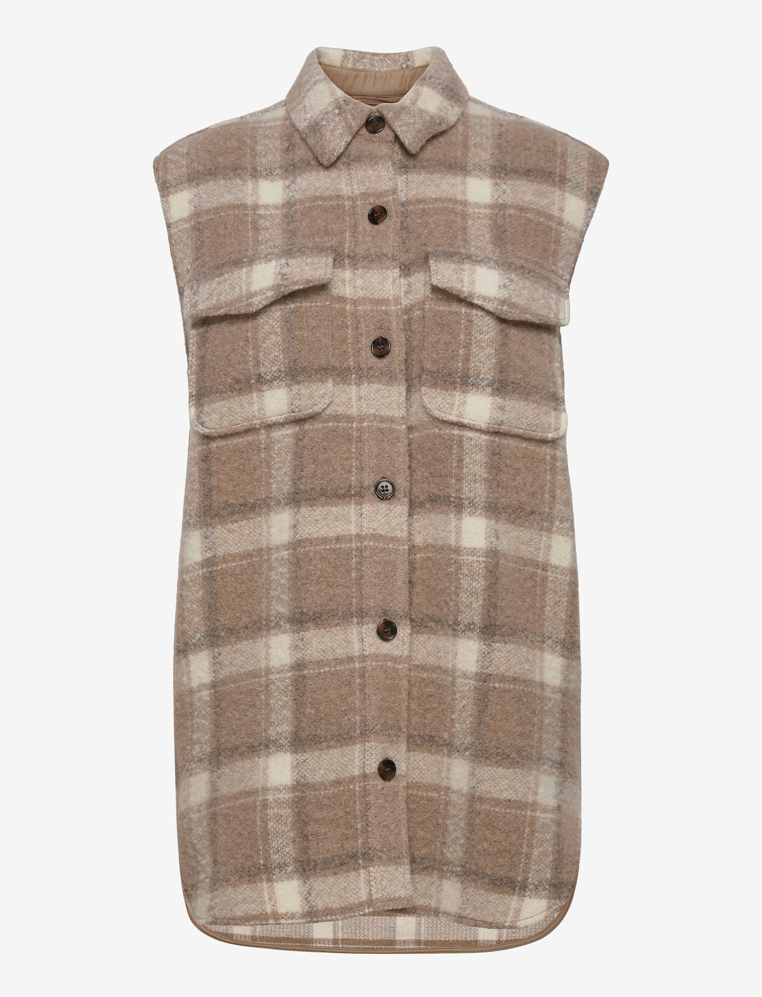 DESIGNERS, REMIX Jayden Shirt Vest - DESIGNERS, REMIX - CHECK / beige