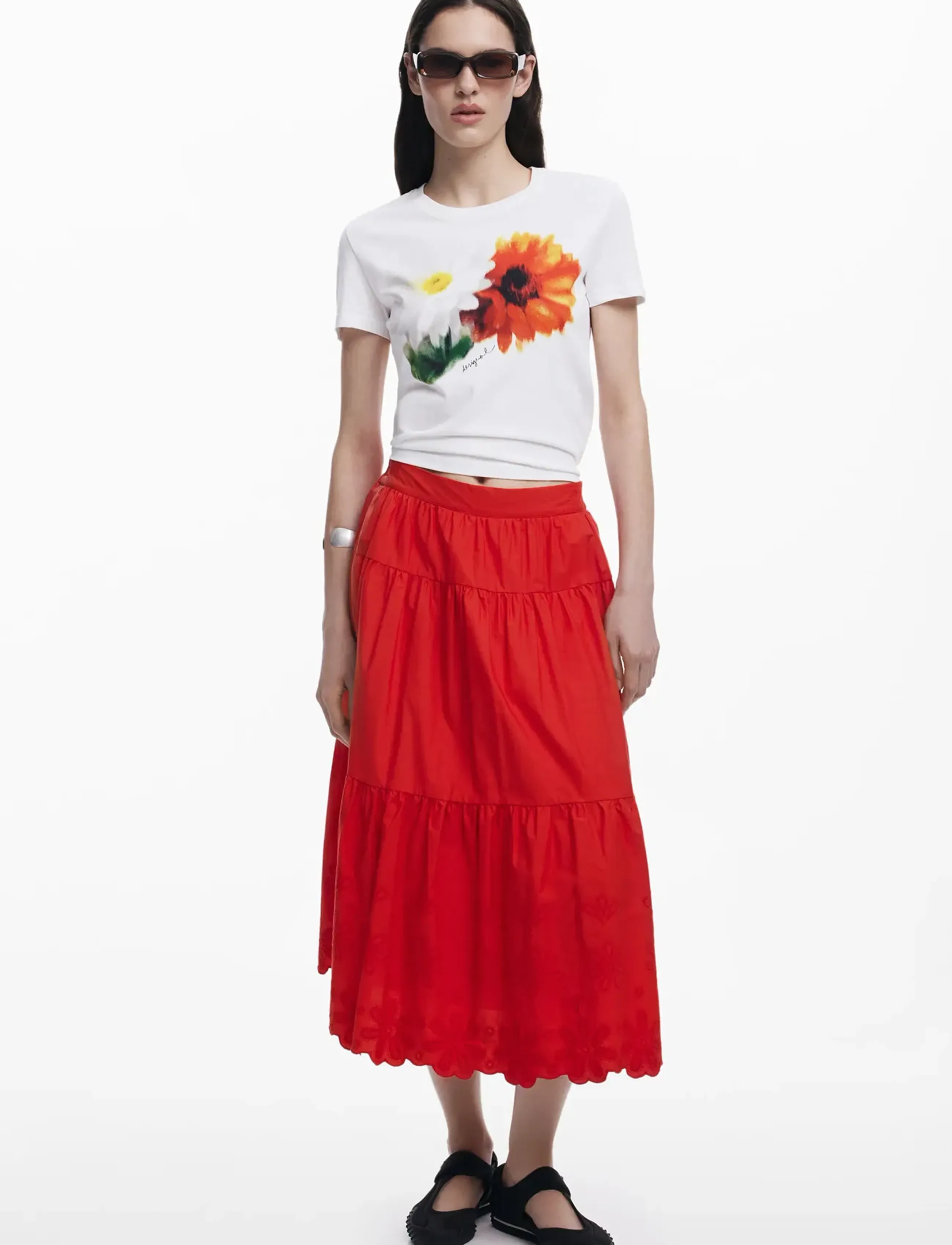 Desigual Tolstoi, XS, Red, Nederdele > Knælange Og Midi Nederdele, Dame