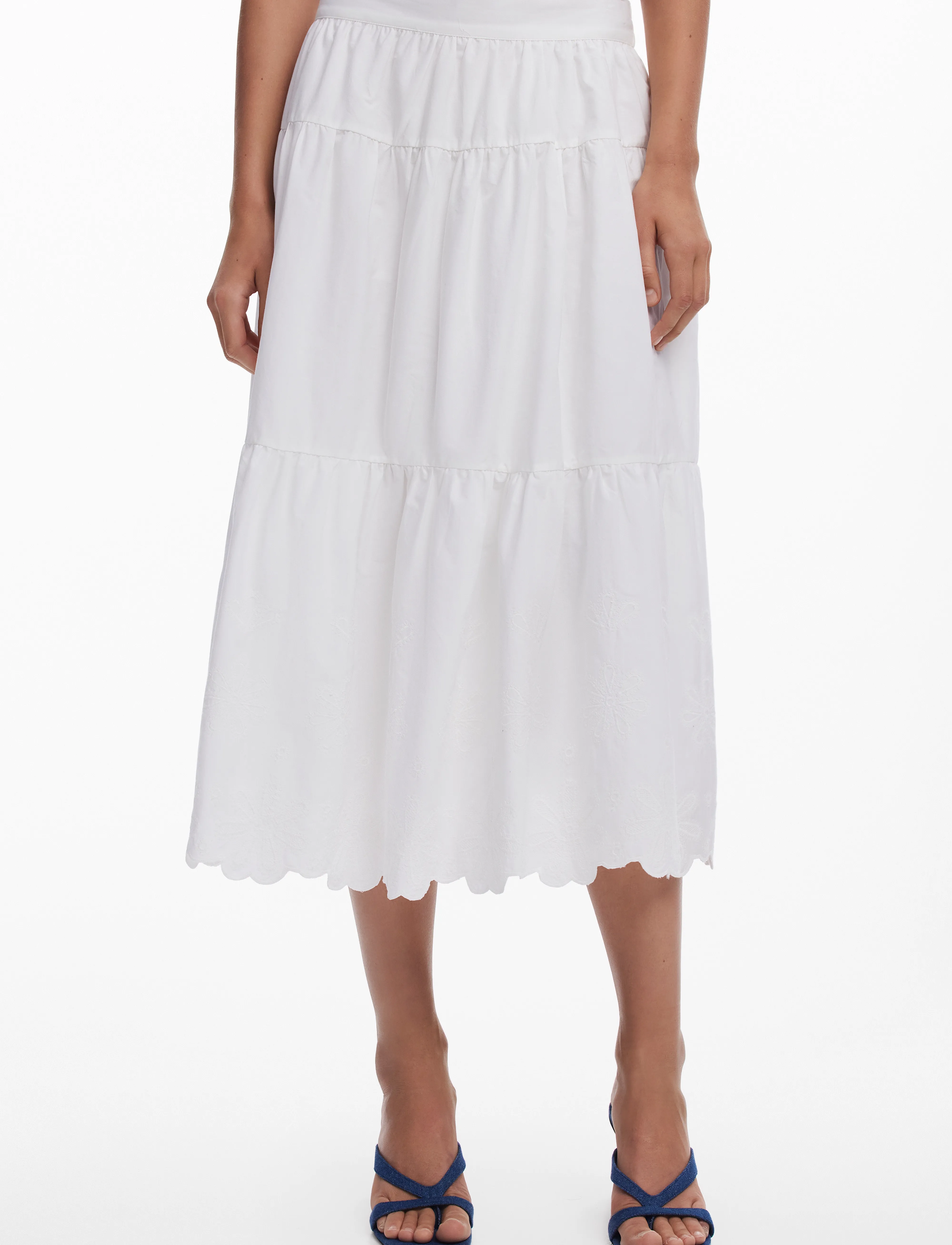 Desigual Tolstoi, M, White, Nederdele > Knælange Og Midi Nederdele, Dame