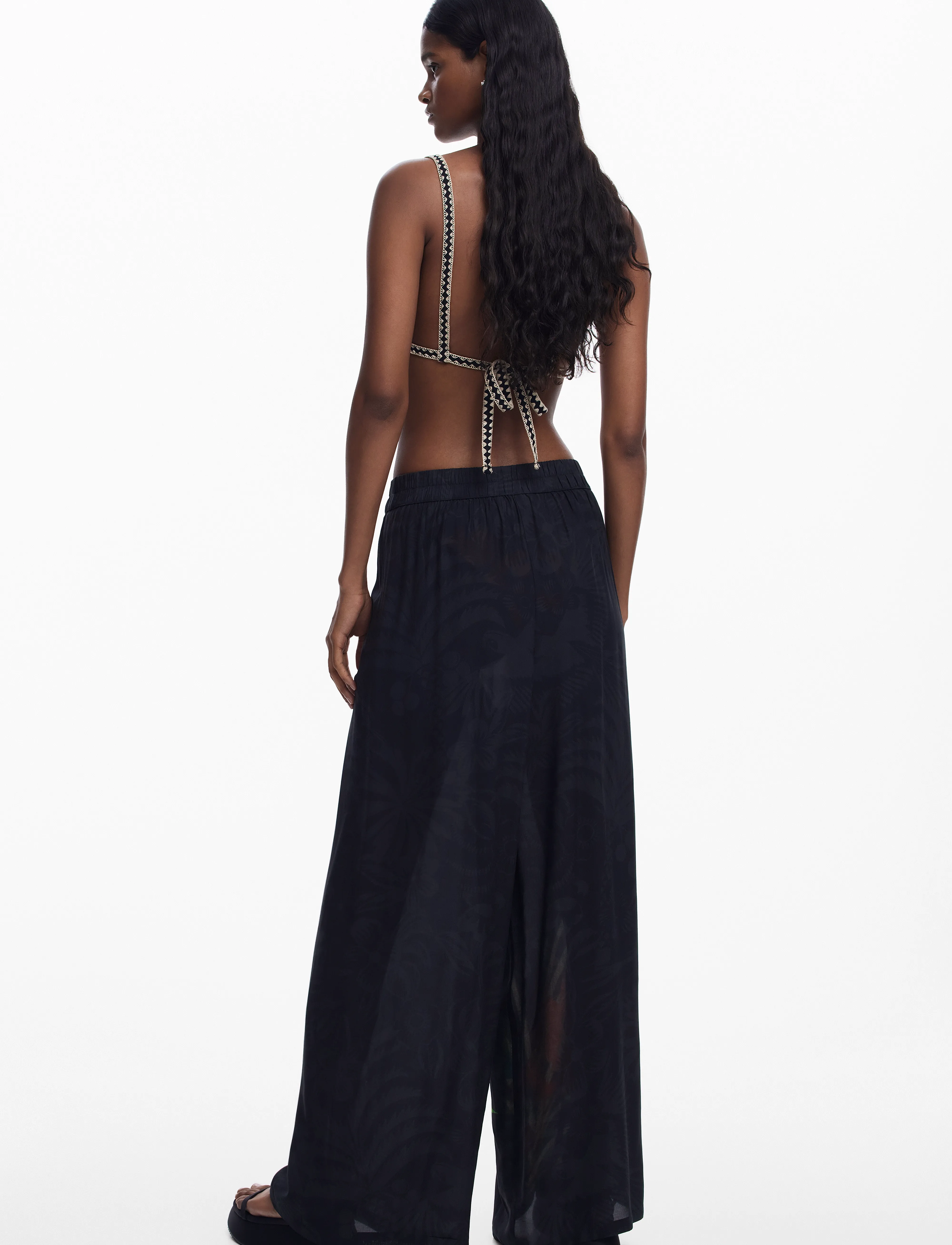 Desigual - COLIBRÍ - bukser med brede ben - black - 3