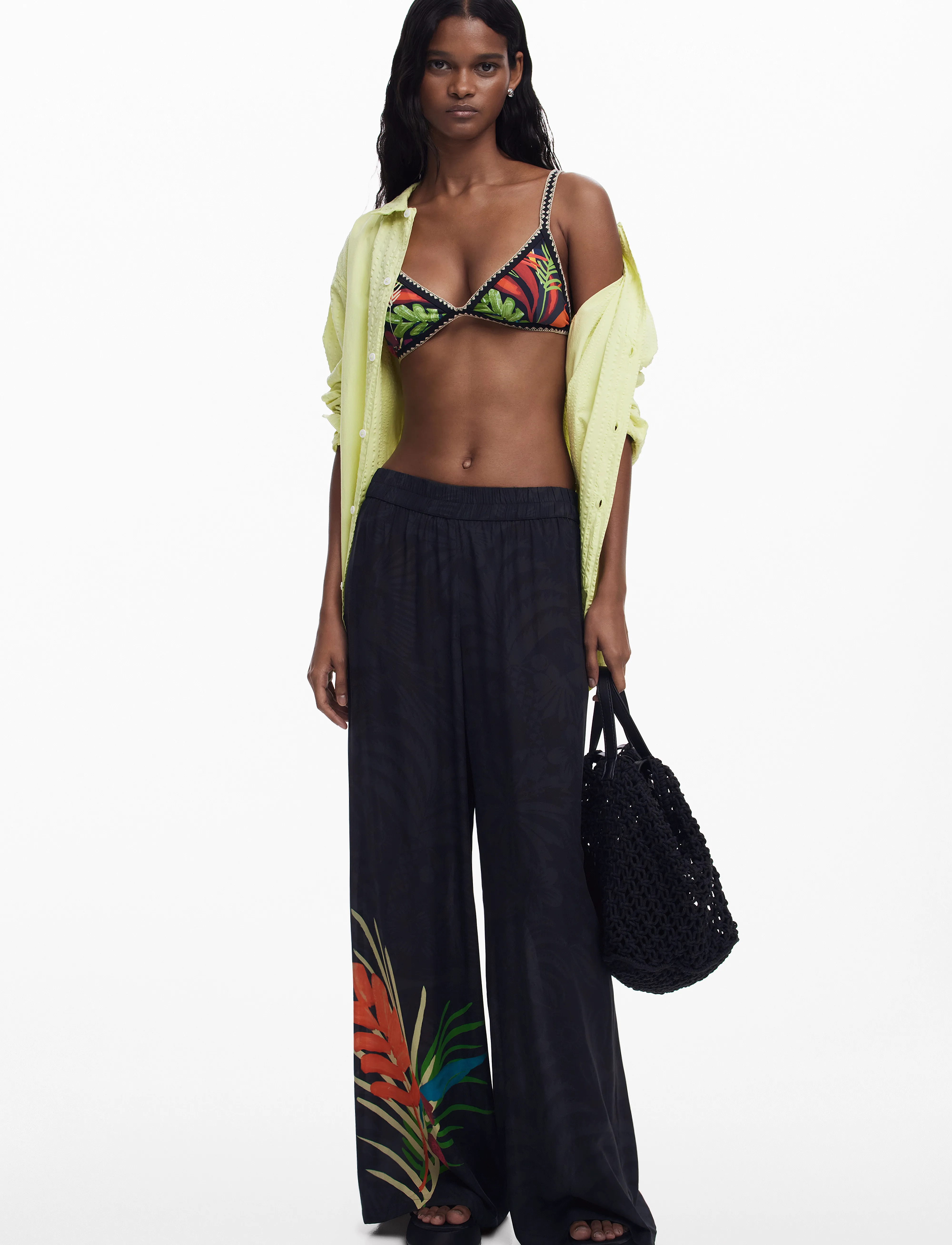 Desigual - COLIBRÍ - bukser med brede ben - black - 4