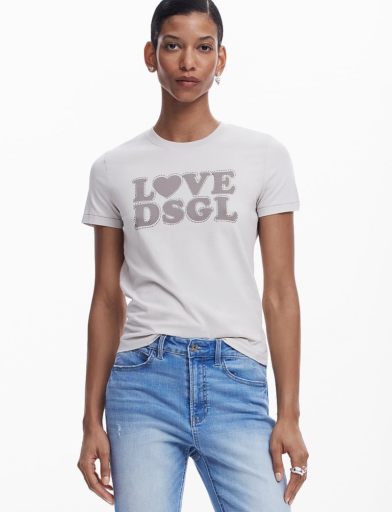 Desigual - LOVE DSGL - t-shirts - grey - 0