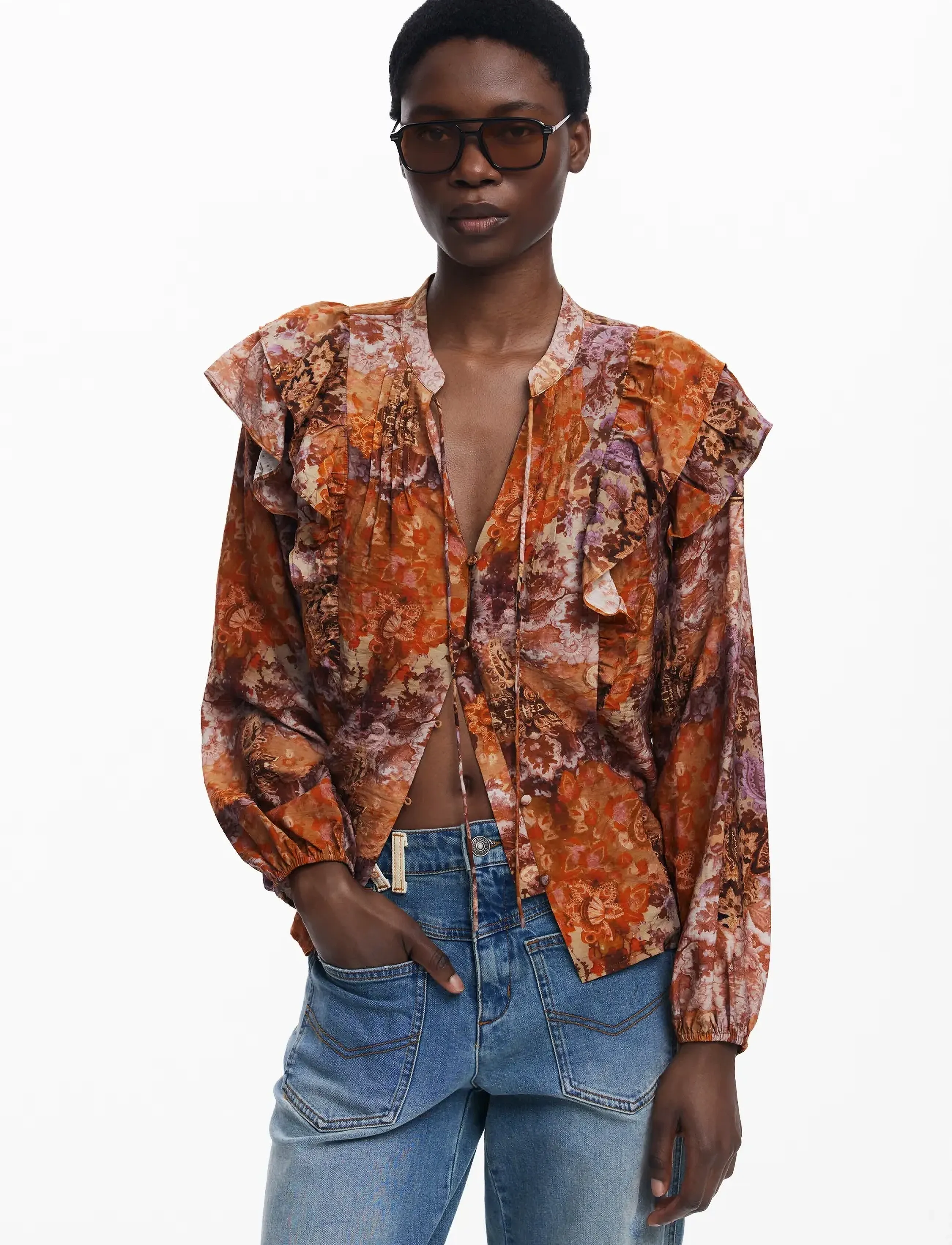 Desigual Romantica, XS, Orange, Bluser > Langærmede, Dame