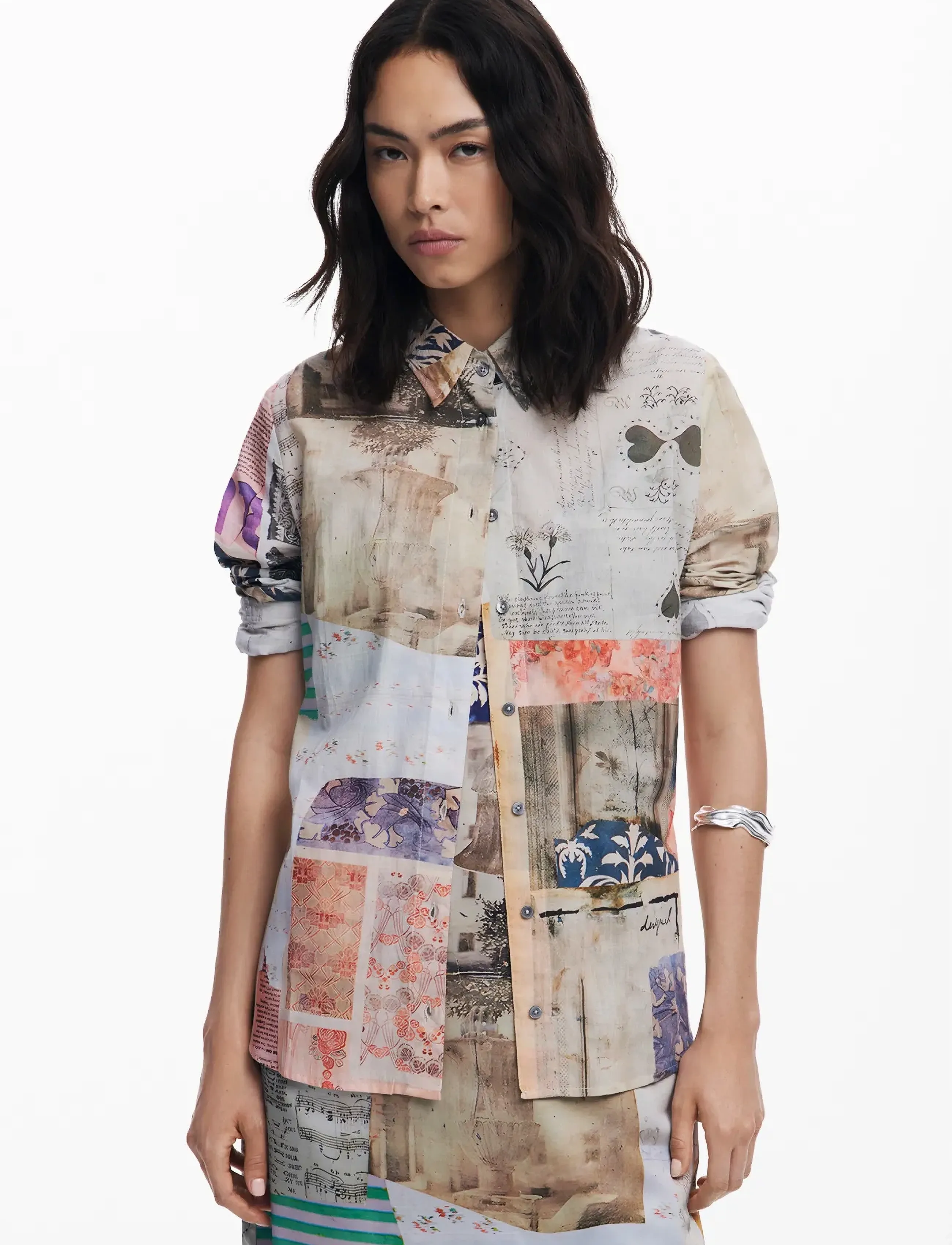 Desigual PHOTOPOSTA - Bluser & Skjorter - 6063 BEIGE PRIMAVERAL / pink/rose