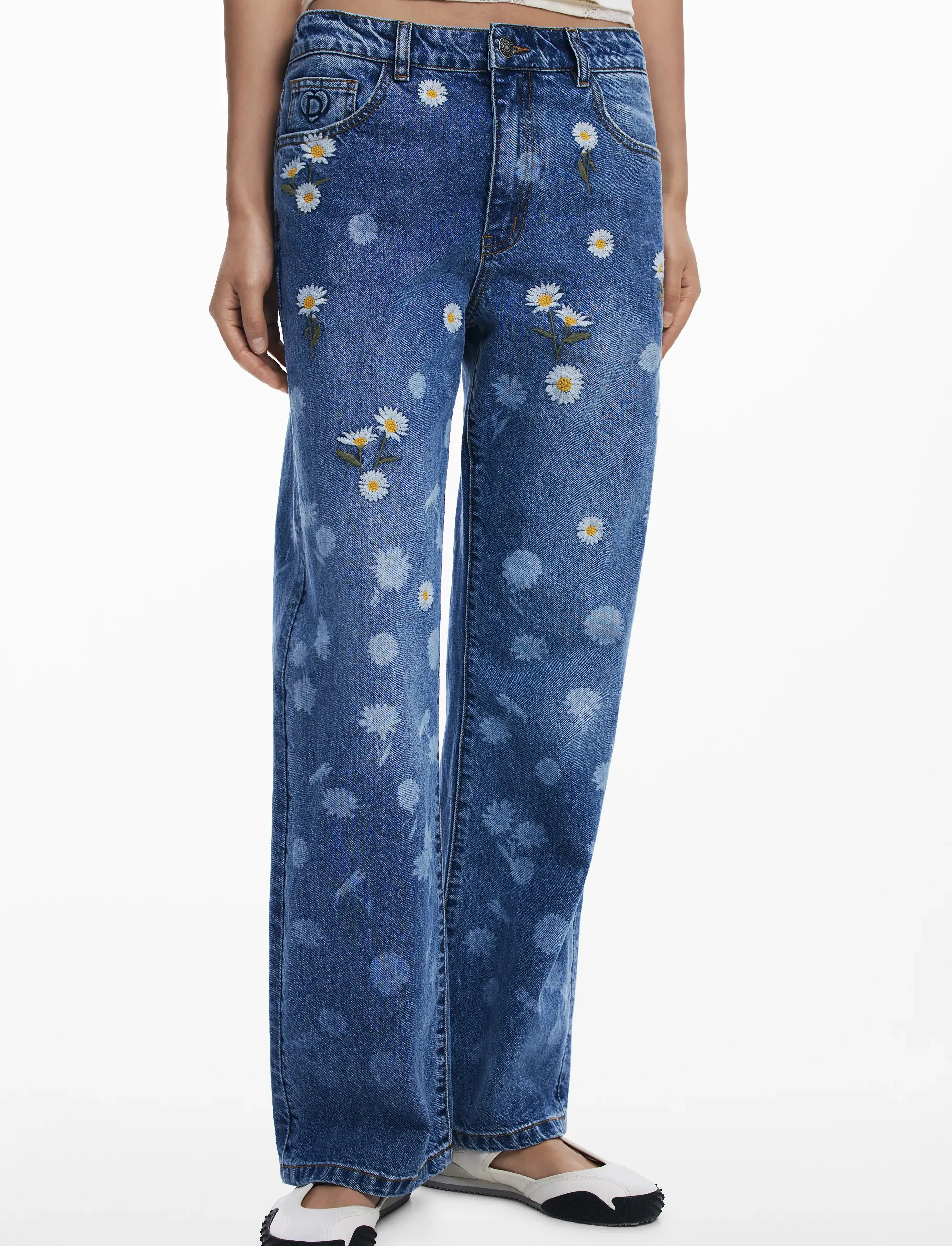 Desigual DAISYS - Hosen mit weitem Bein - BLUE / blue