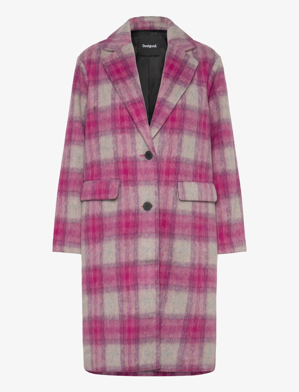 Desigual - COAT PINKCHECK - wool coats - 3033 rosa fluor - 1