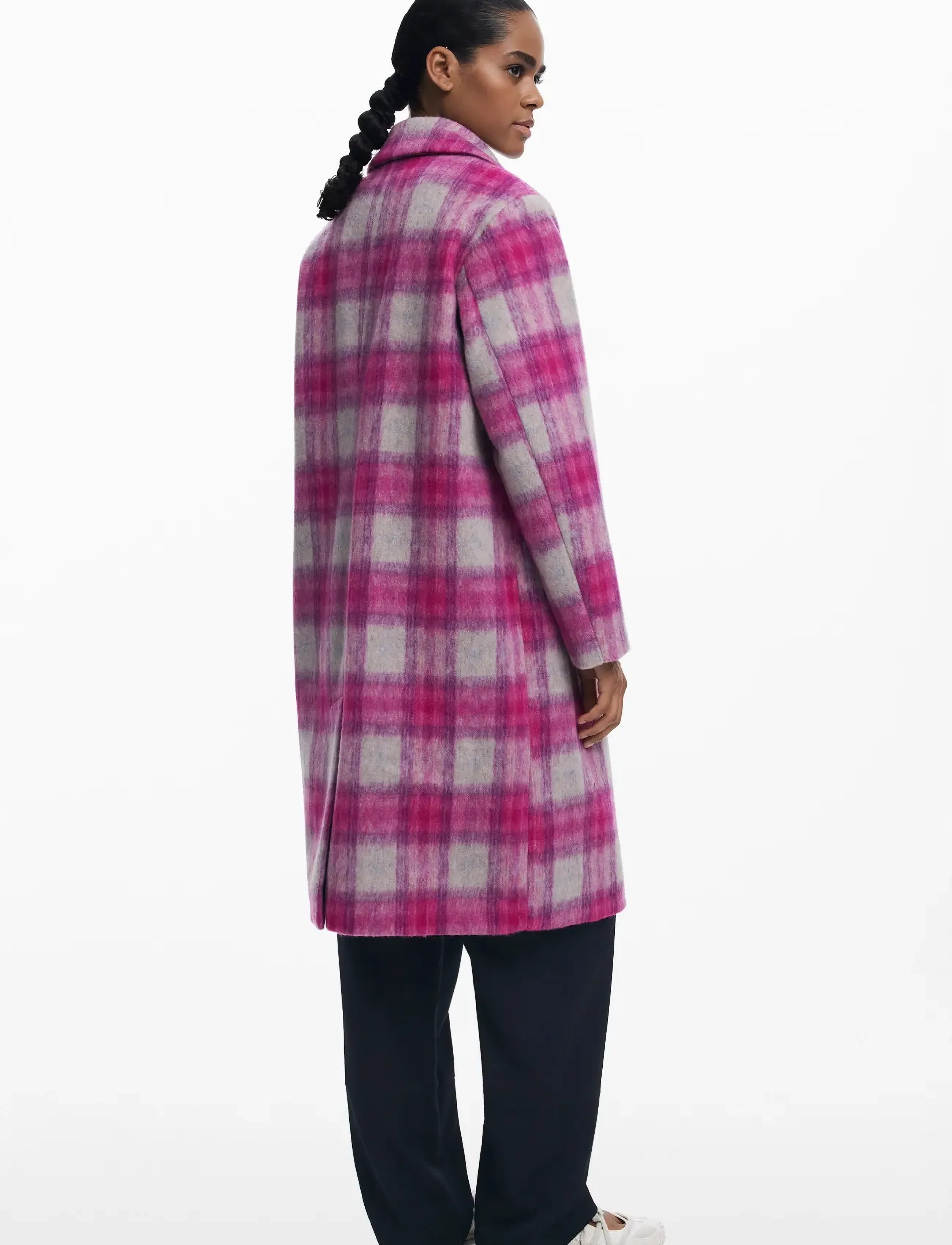 Desigual - COAT PINKCHECK - wollmäntel - 3033 rosa fluor - 3