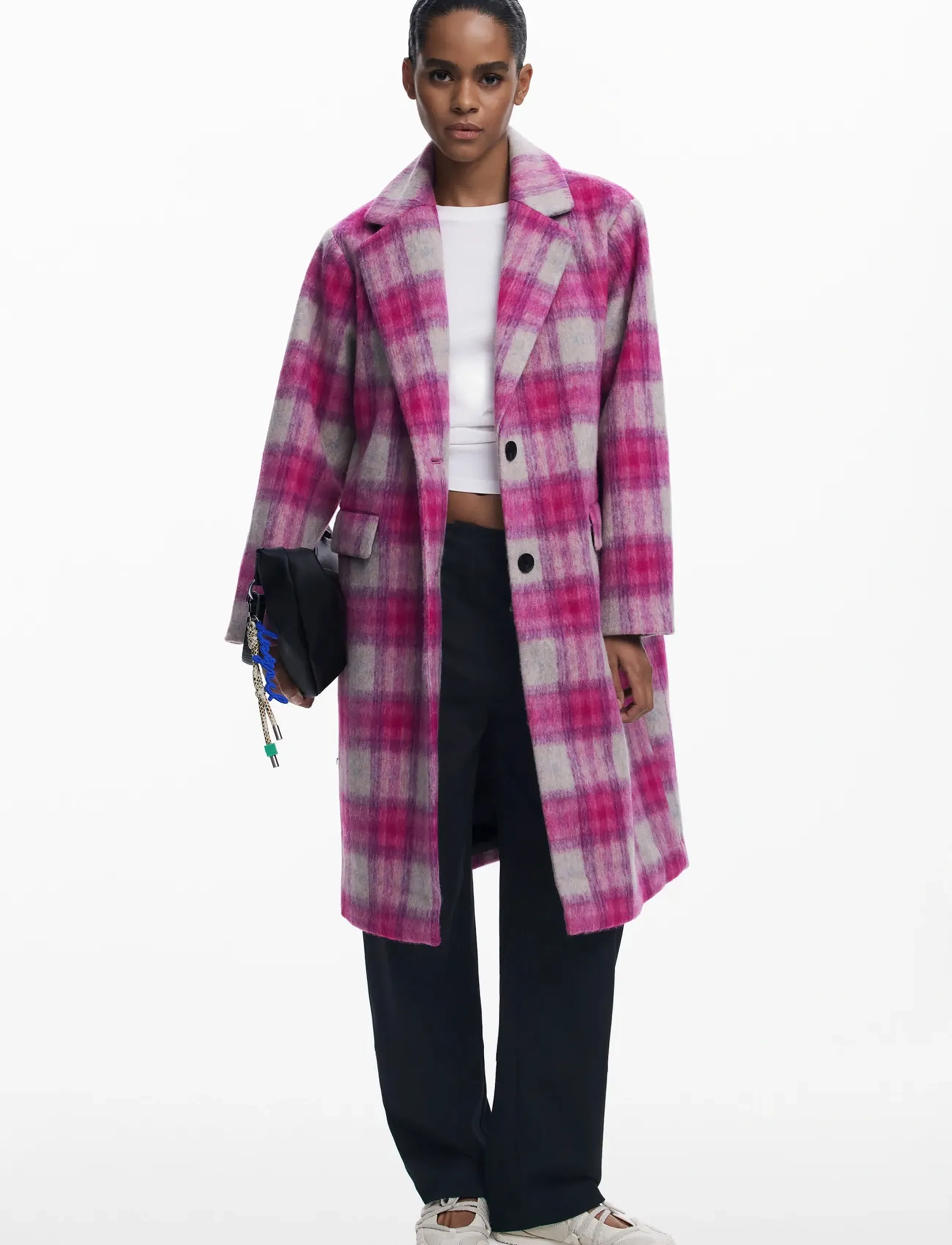 Desigual - COAT PINKCHECK - wollmäntel - 3033 rosa fluor - 4