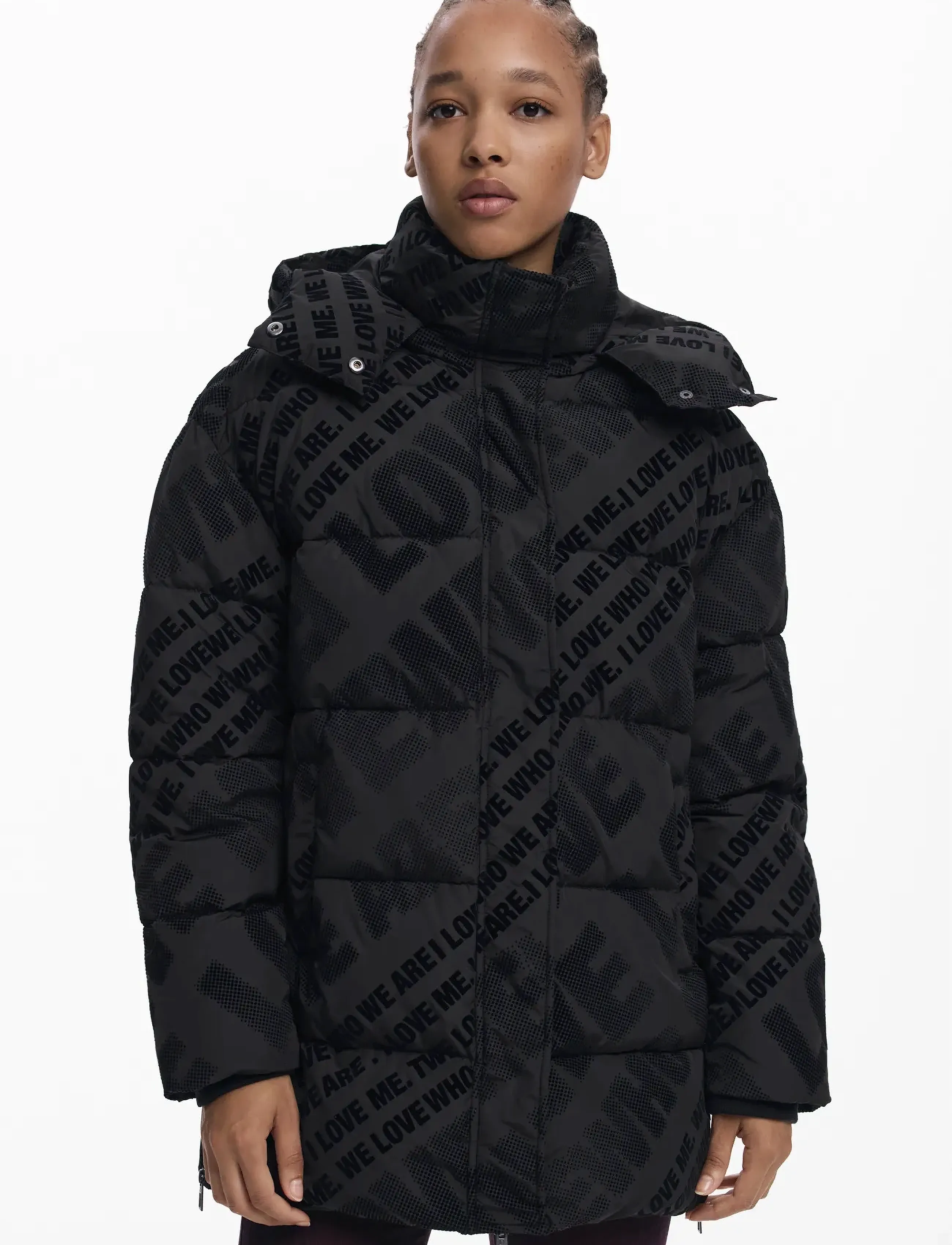 Desigual Padded Cadera Flock, XS, Black, Frakker > Vatterede Frakker, Dame