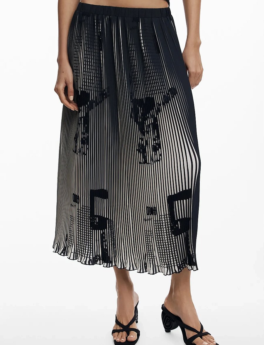 Desigual - NEWSPAPERS - plisseeritud seelikud - black - 0