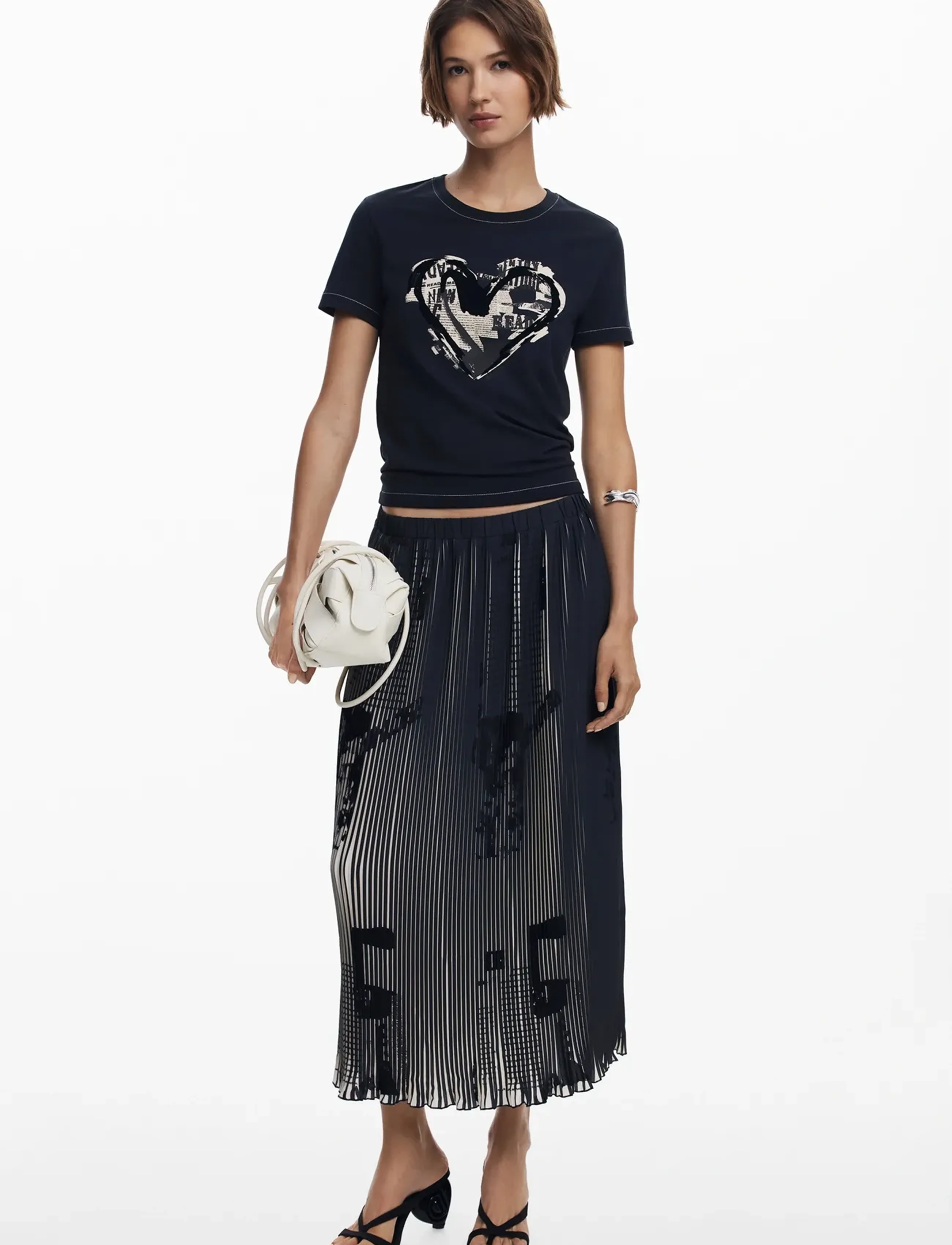 Desigual - NEWSPAPERS - plisseeritud seelikud - black - 3