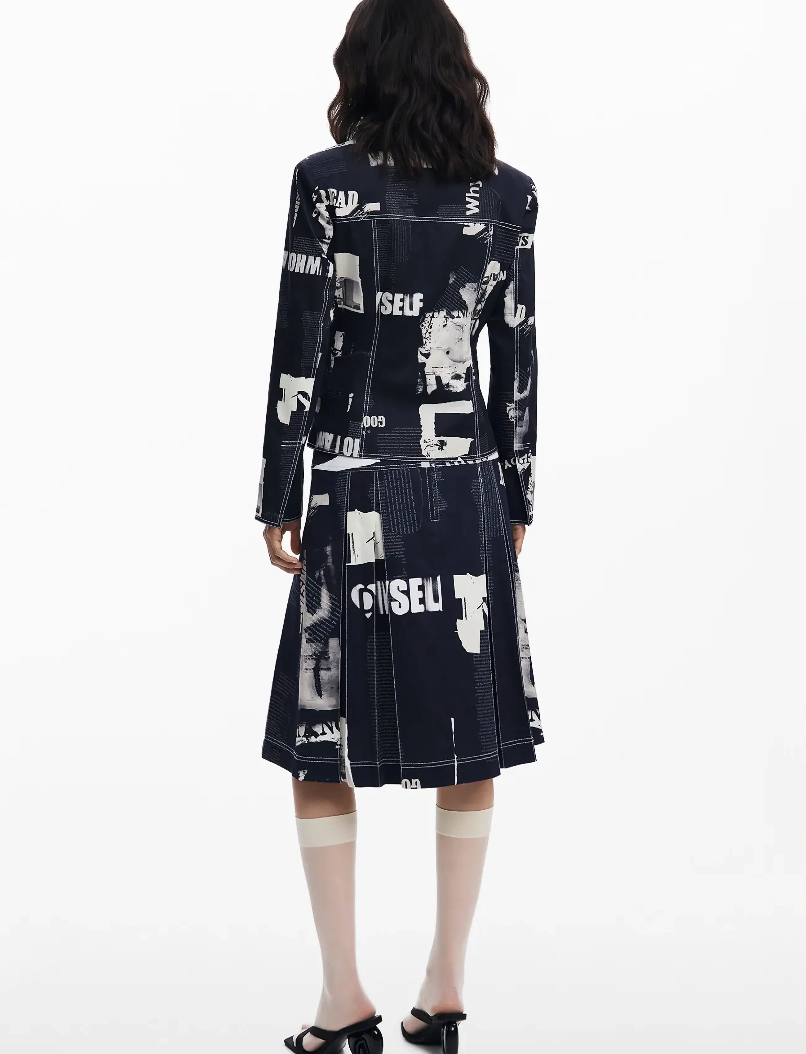 Desigual - NEWSPP - midi garuma svārki - black - 3