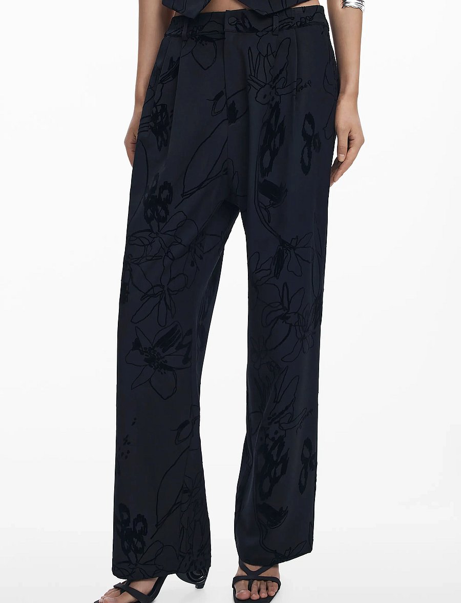 Desigual - FLOCK - bukser med brede ben - black - 0