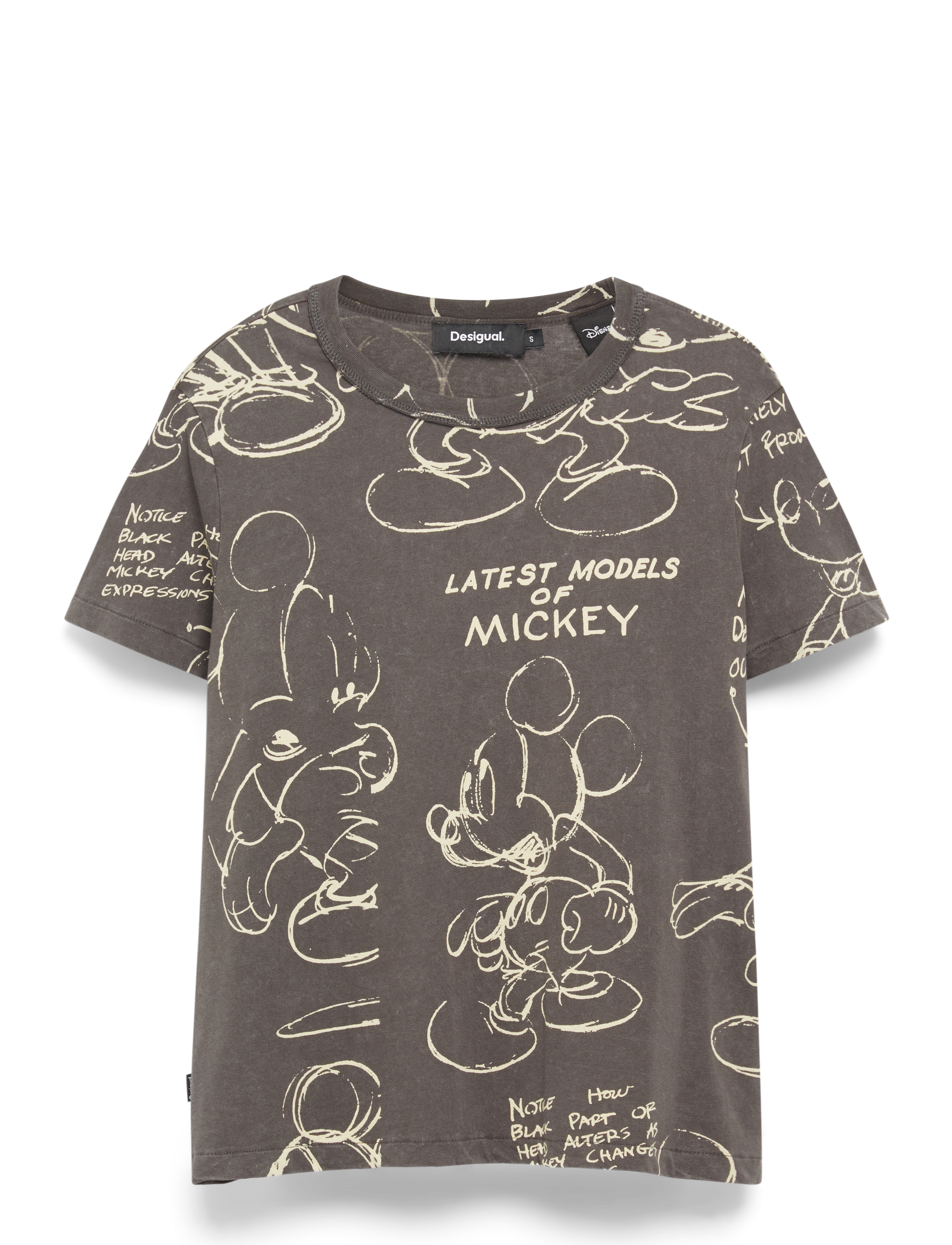 Desigual Mickey Sketch, Kvinder, Mickey Skitse T-shirt, Sort, Str: XS