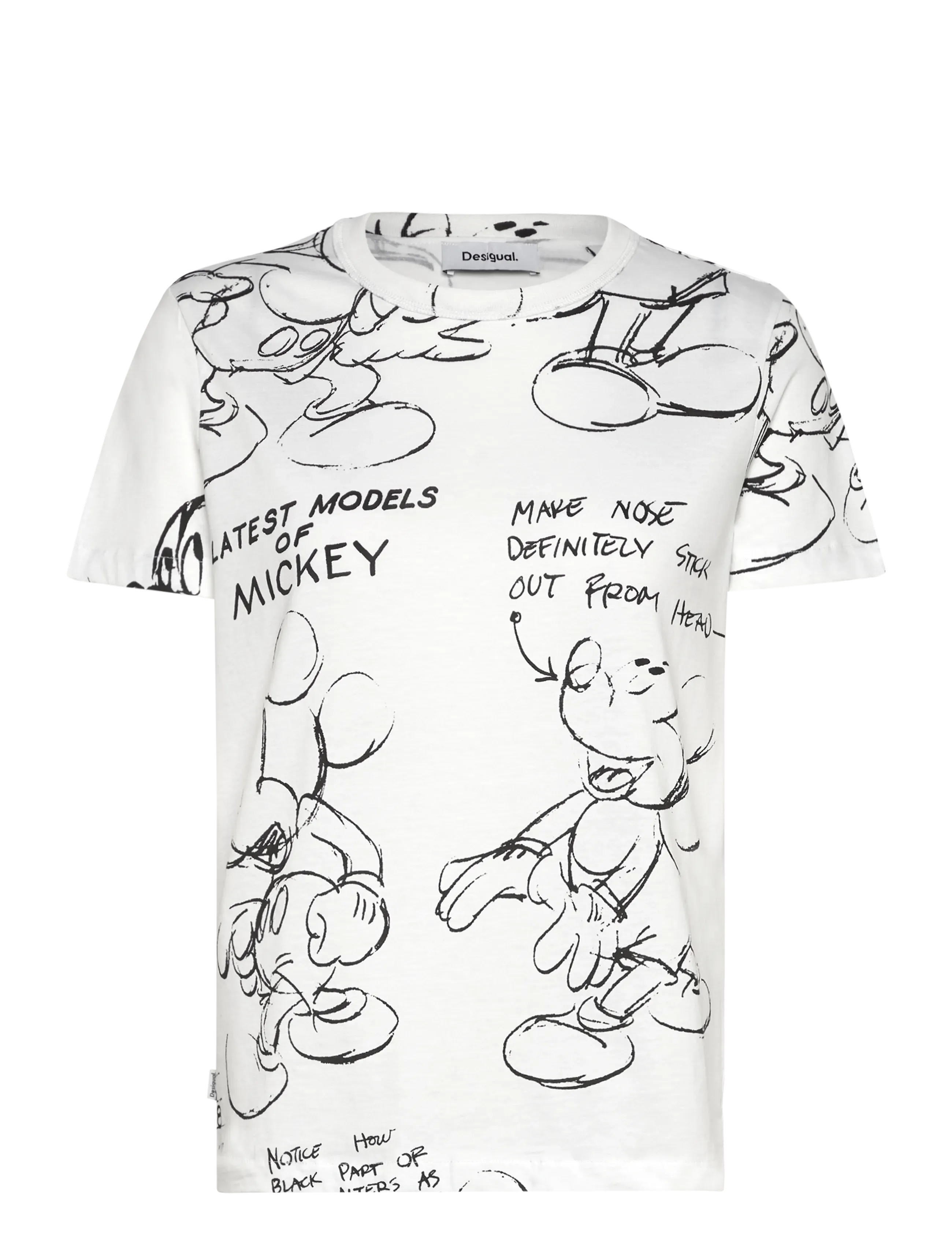 Desigual Mickey Sketch, Kvinder, Mickey Skitse T-shirt, Hvid, Str: XS
