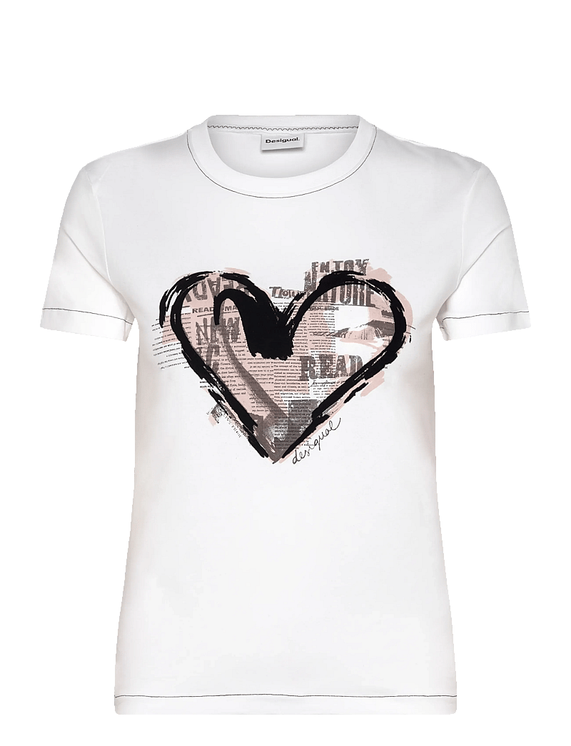 Desigual - LETTER CORE - t-shirts - white - 1