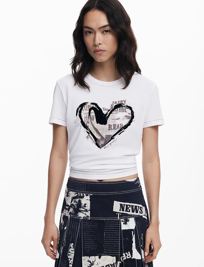 Desigual - LETTER CORE - t-shirts - white - 0