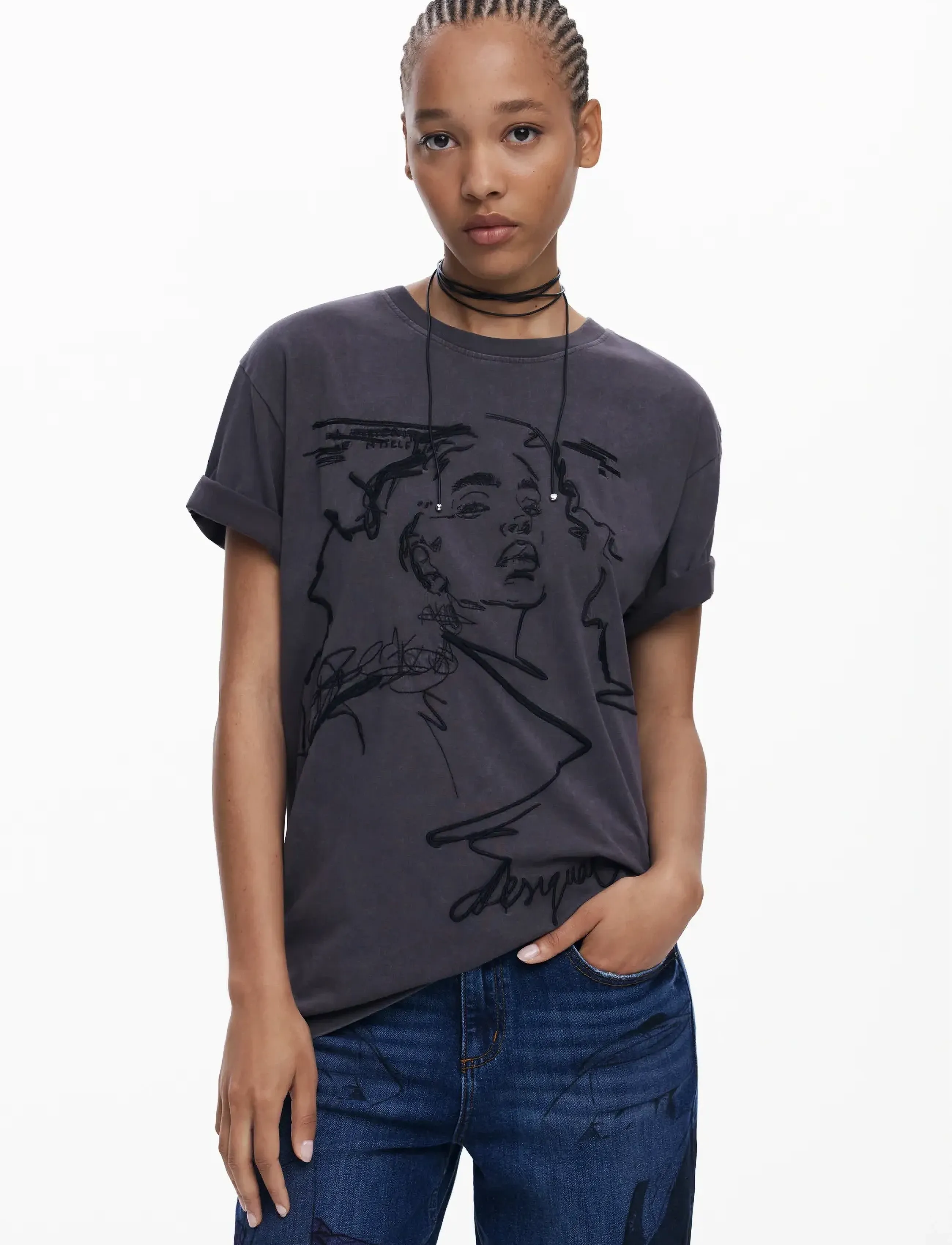 Desigual Budapest, XS, Grey, T-Shirts & Toppe > Kortærmede, Dame