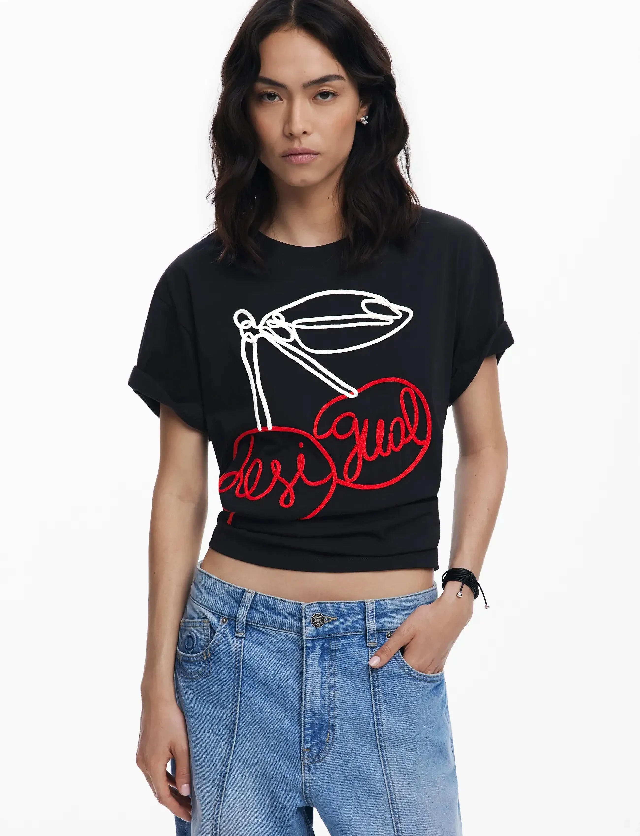 Desigual Berlin, XL, Black, T-Shirts & Toppe > Kortærmede, Dame