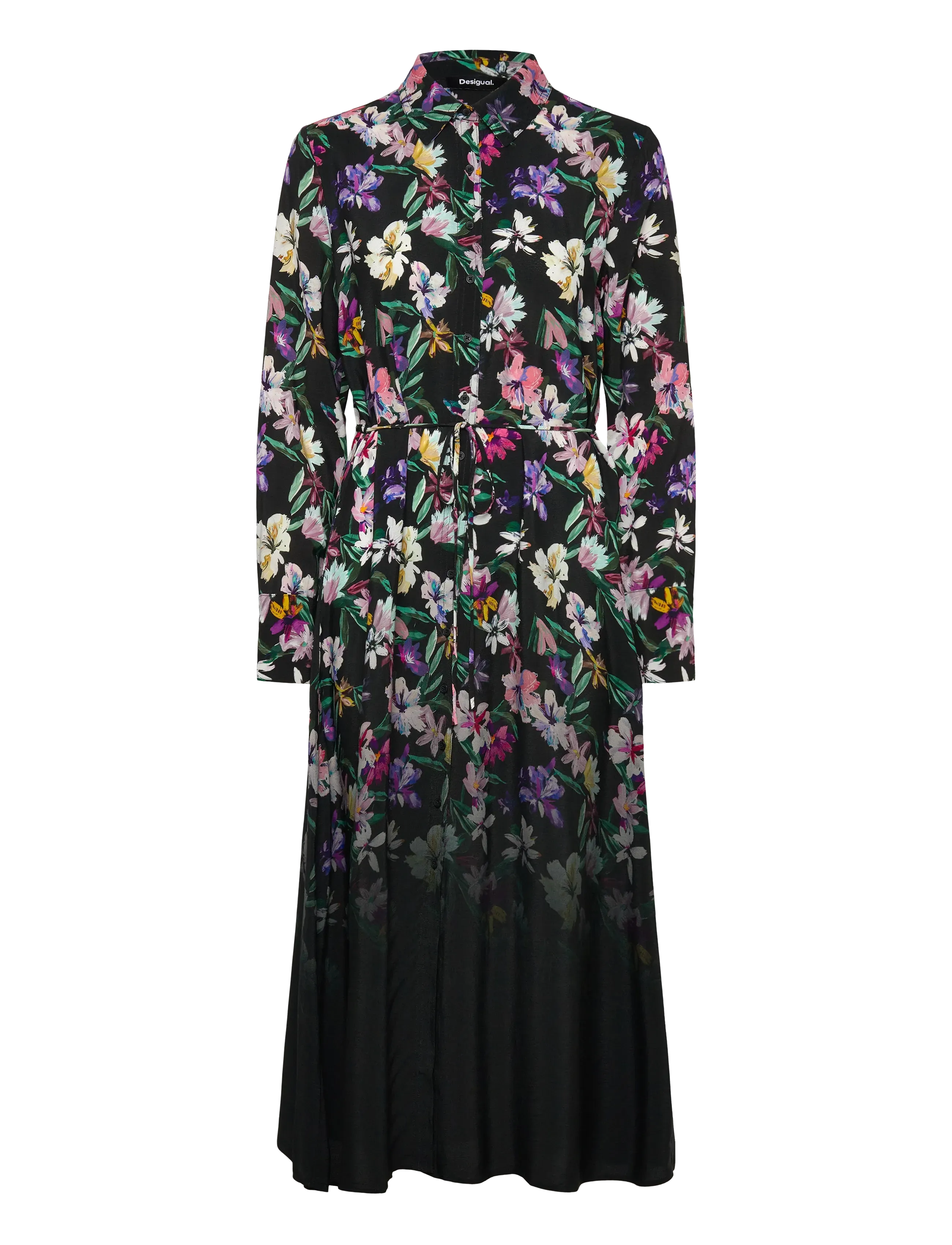 Desigual Camisero Acril, XS, Black, Kjoler > Maxikjole, Dame