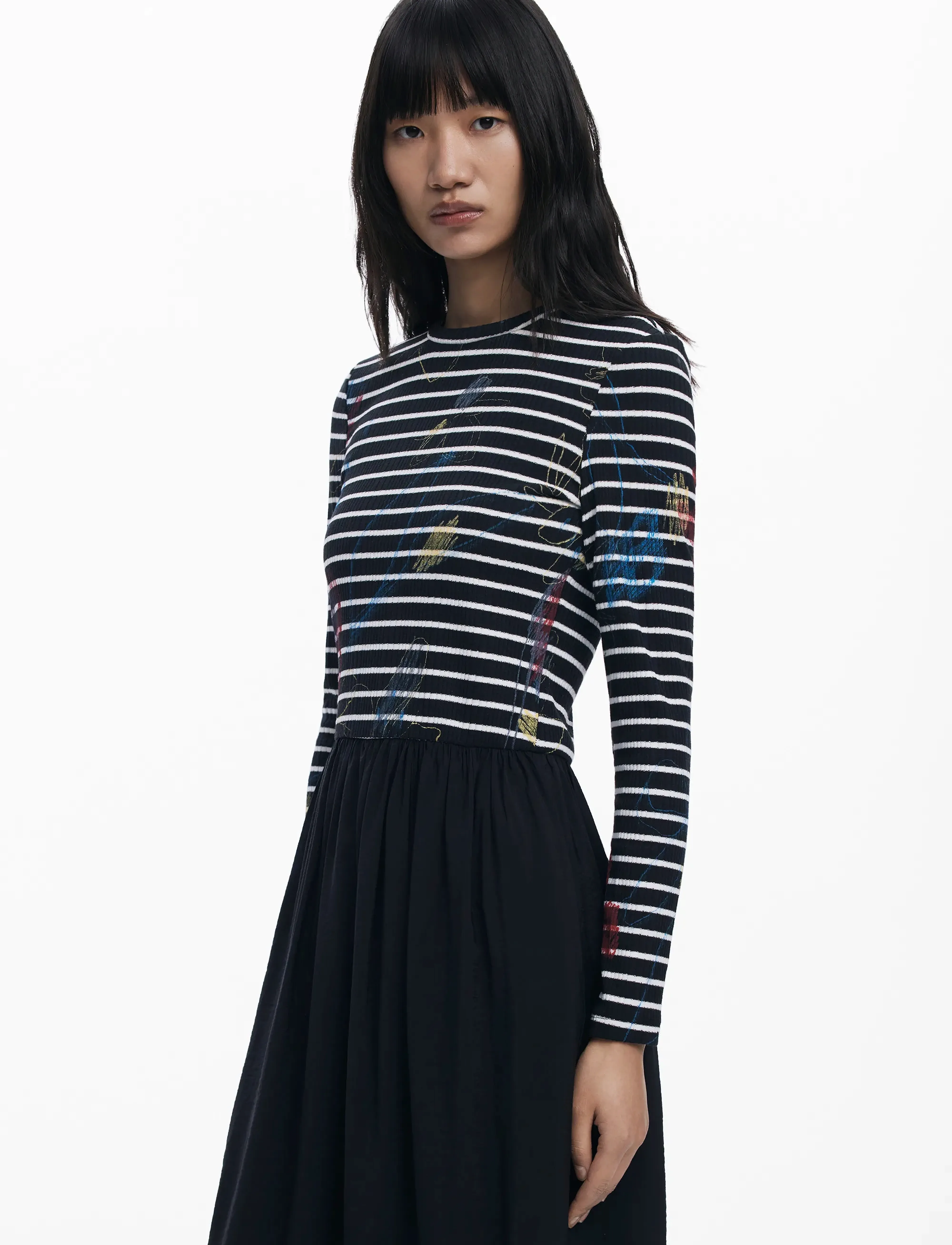 Desigual Raya Hibrida, L, Black, Kjoler > Knælange Og Midi, Dame