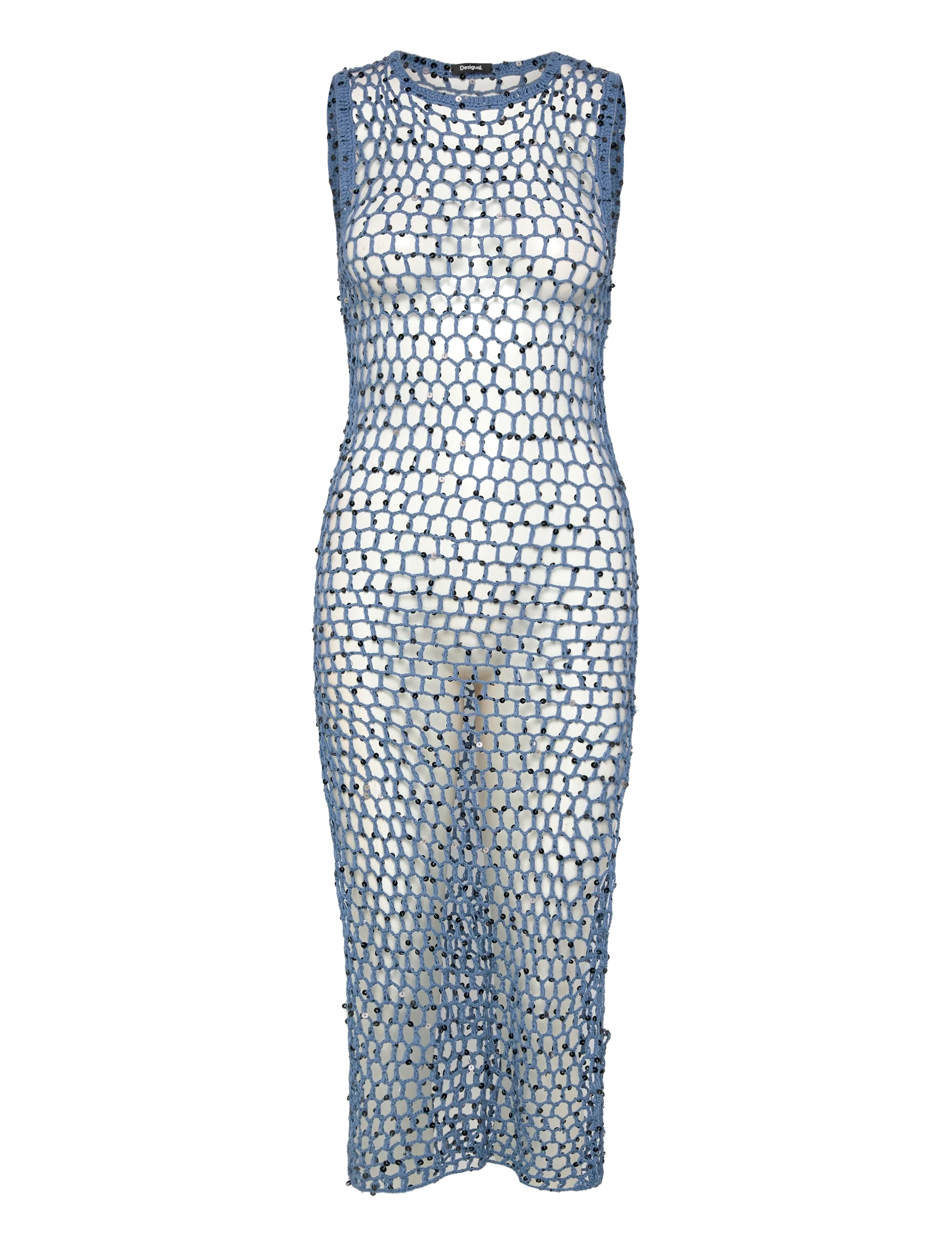 Desigual Pareo_Glimmer Day Blue, Kvinder, Mesh Pareo Kjole, Blå, Str: ONE SIZE