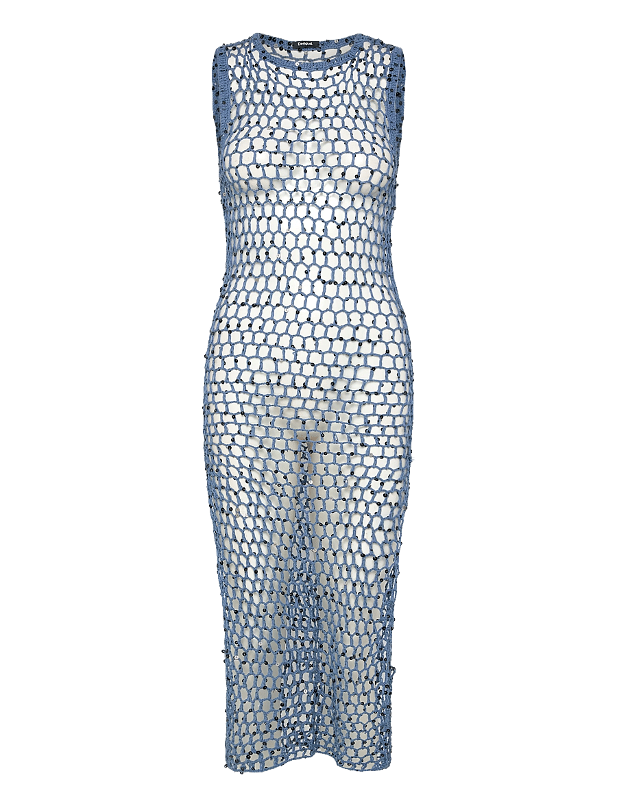 Desigual - PAREO_GLIMMER DAY BLUE - midi-kleider - blue - 0