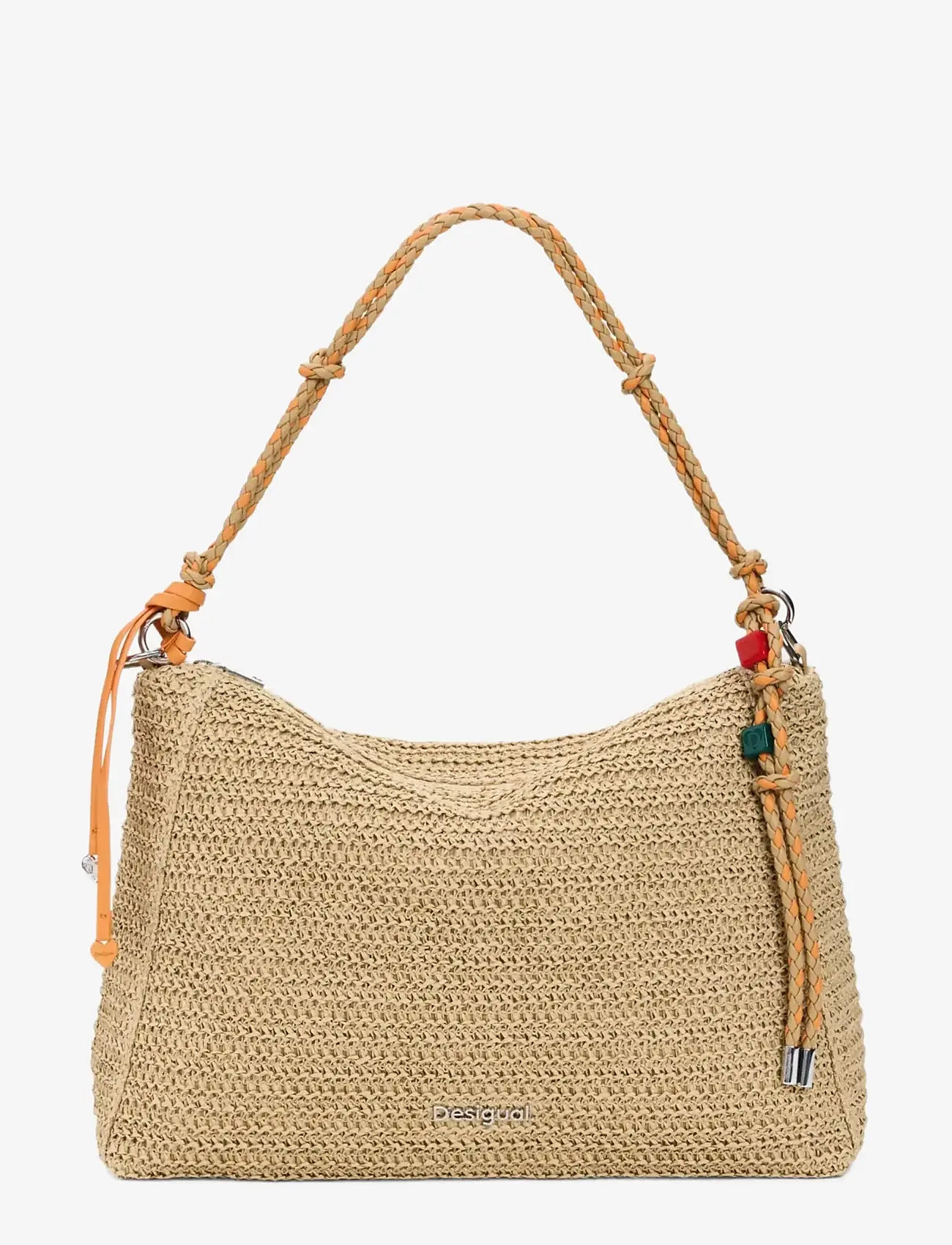 Desigual - BAG_HALF LOGO RAFFIA LE - shoulder bags - white - 0