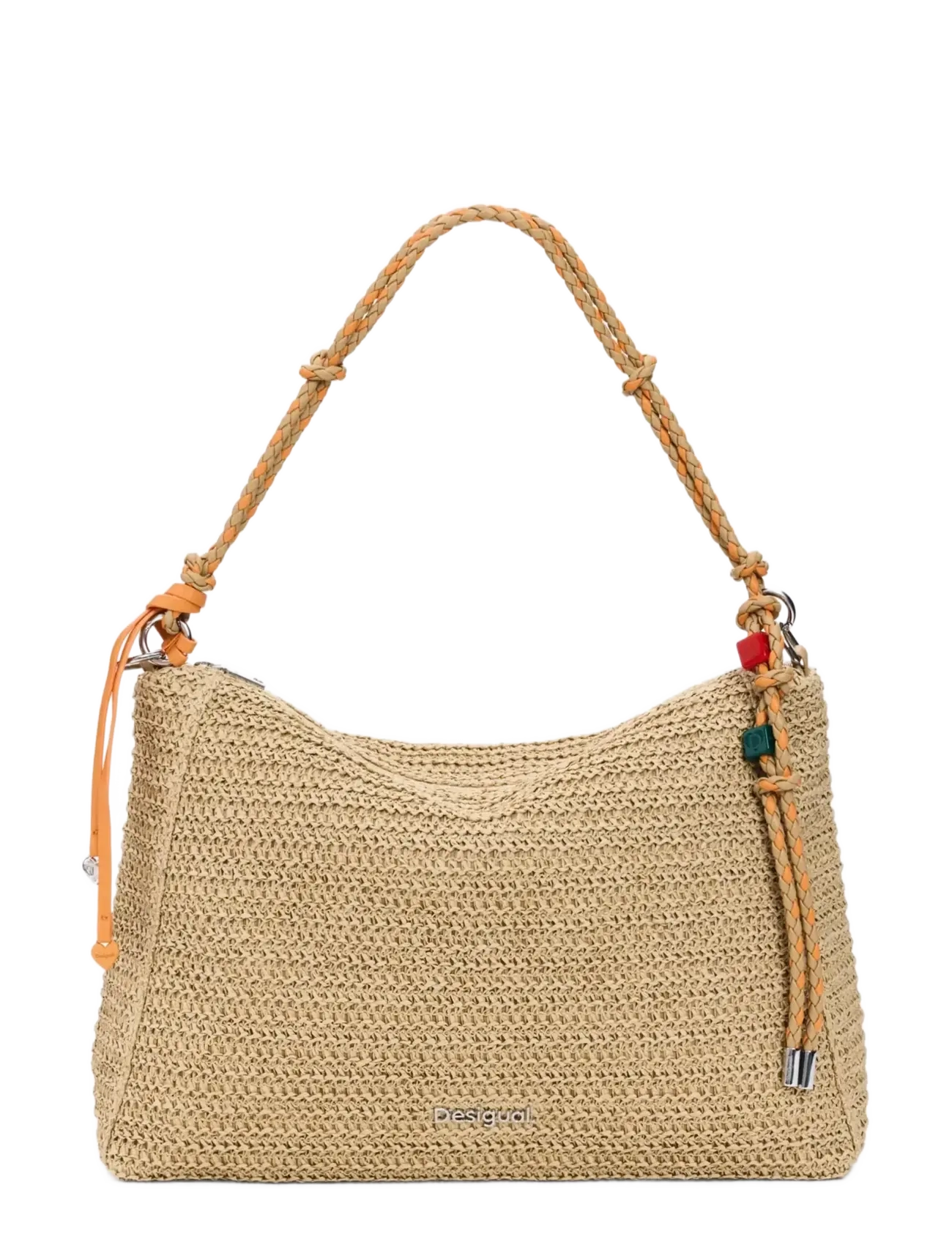 Desigual BAG_HALF LOGO RAFFIA LE, 1014 NATURAL, U - Desigual - WHITE / beige