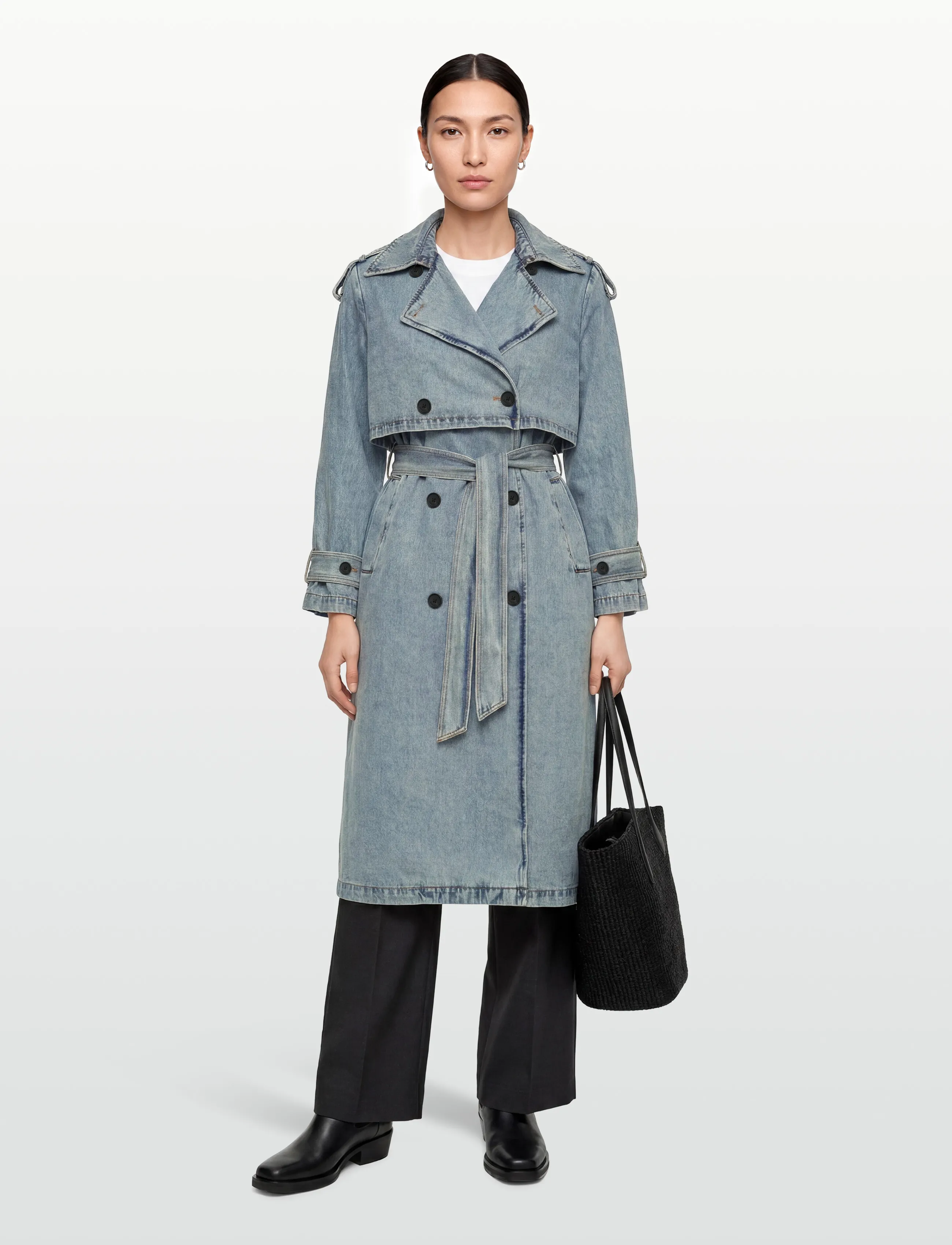 Desigual Woman Denim Trench, L, Coats, Blau - Trench Frauen