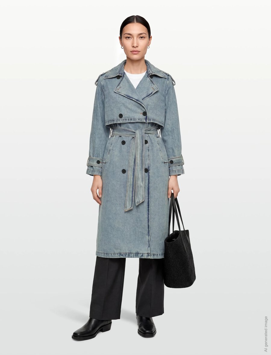 Desigual - WOMAN DENIM TRENCH - trenchcoats - blue - 0