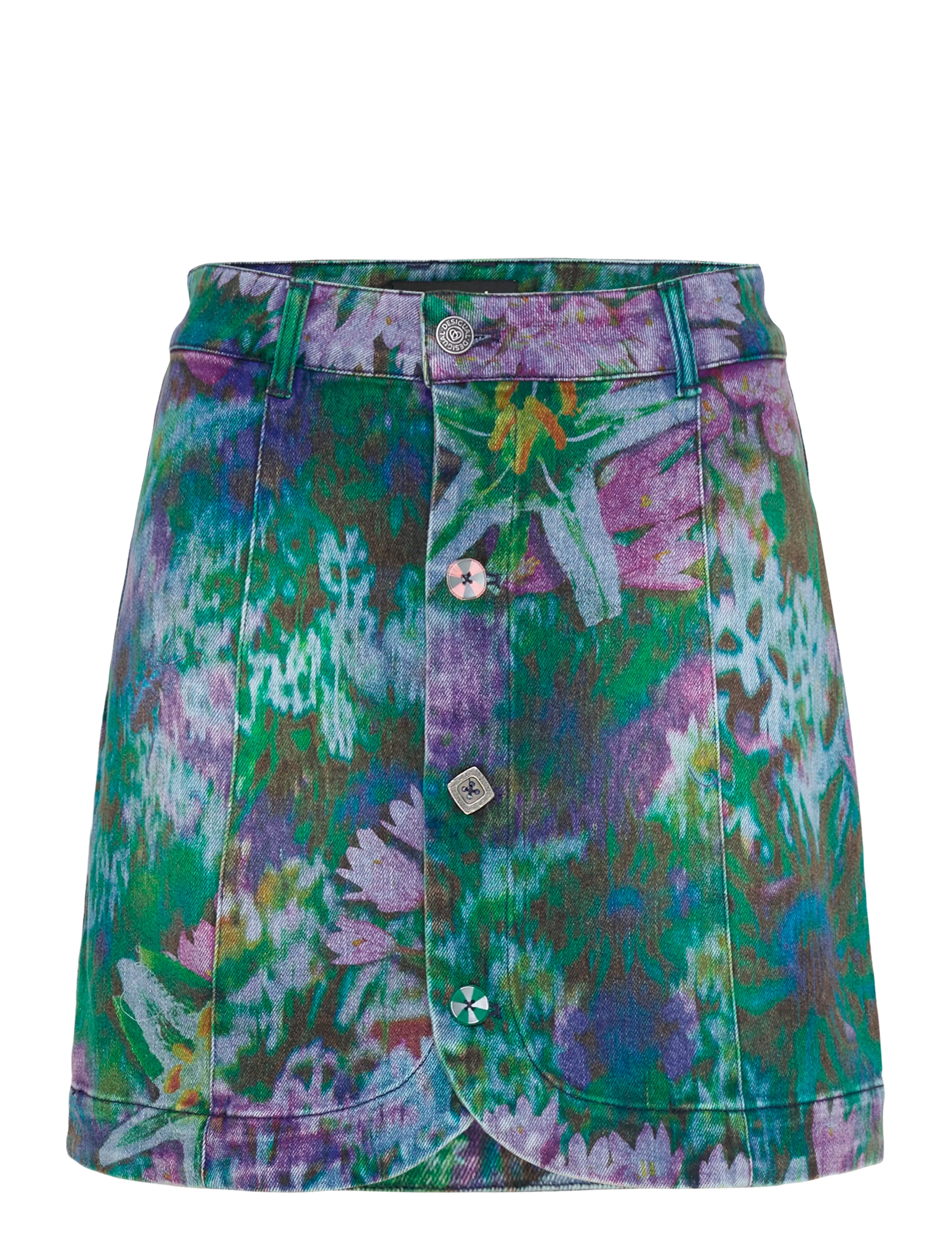 Desigual FAL_DUNE, 5008 DENIM DARK BLUE, XL - Spódnice - BLUE / green