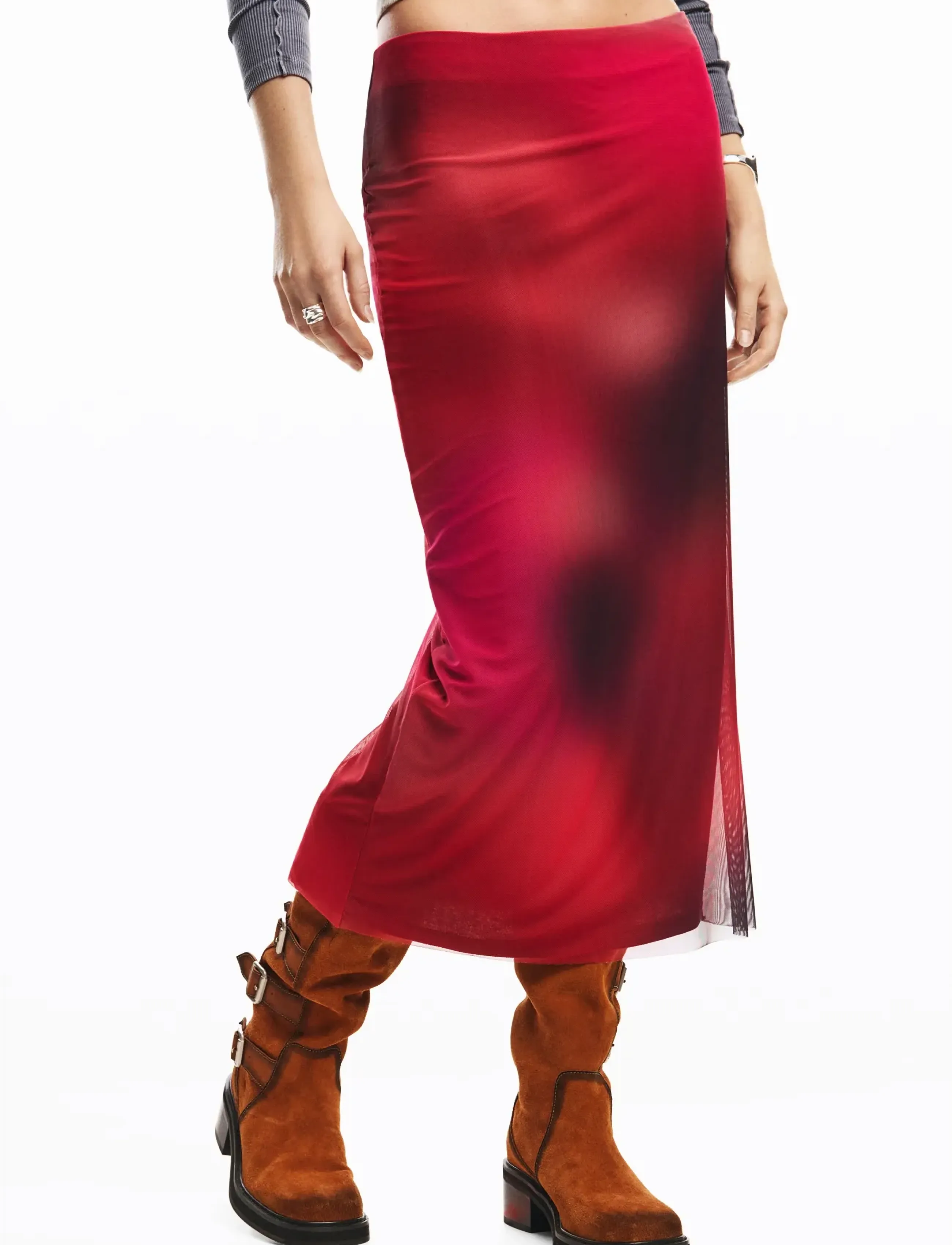 Desigual Fal_Asmee, S, Pink, Designere > Knælange Og Midi Nederdele, Dame